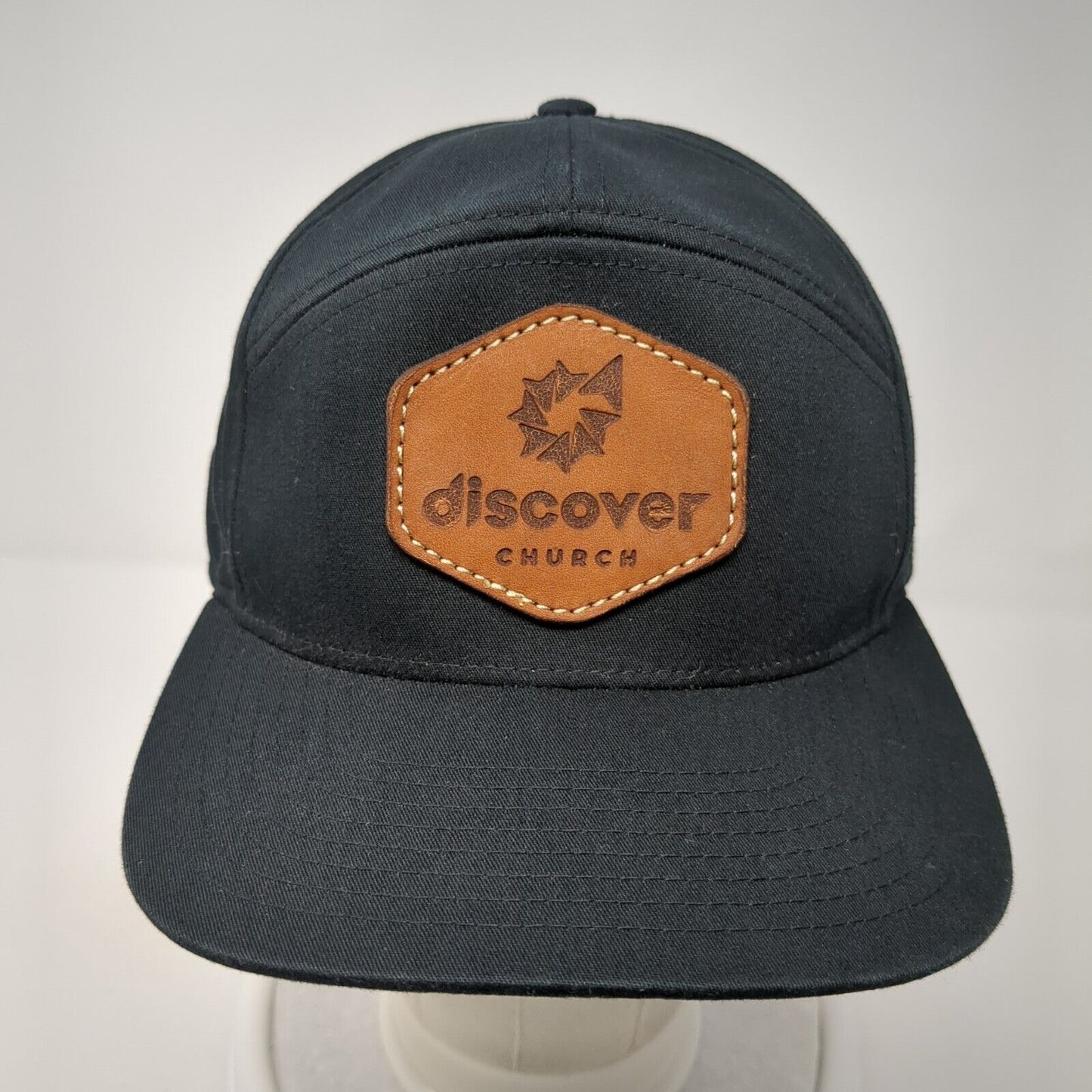 Discover Church Slideback Hat Black OS Adjustable Leather Patch Richardson