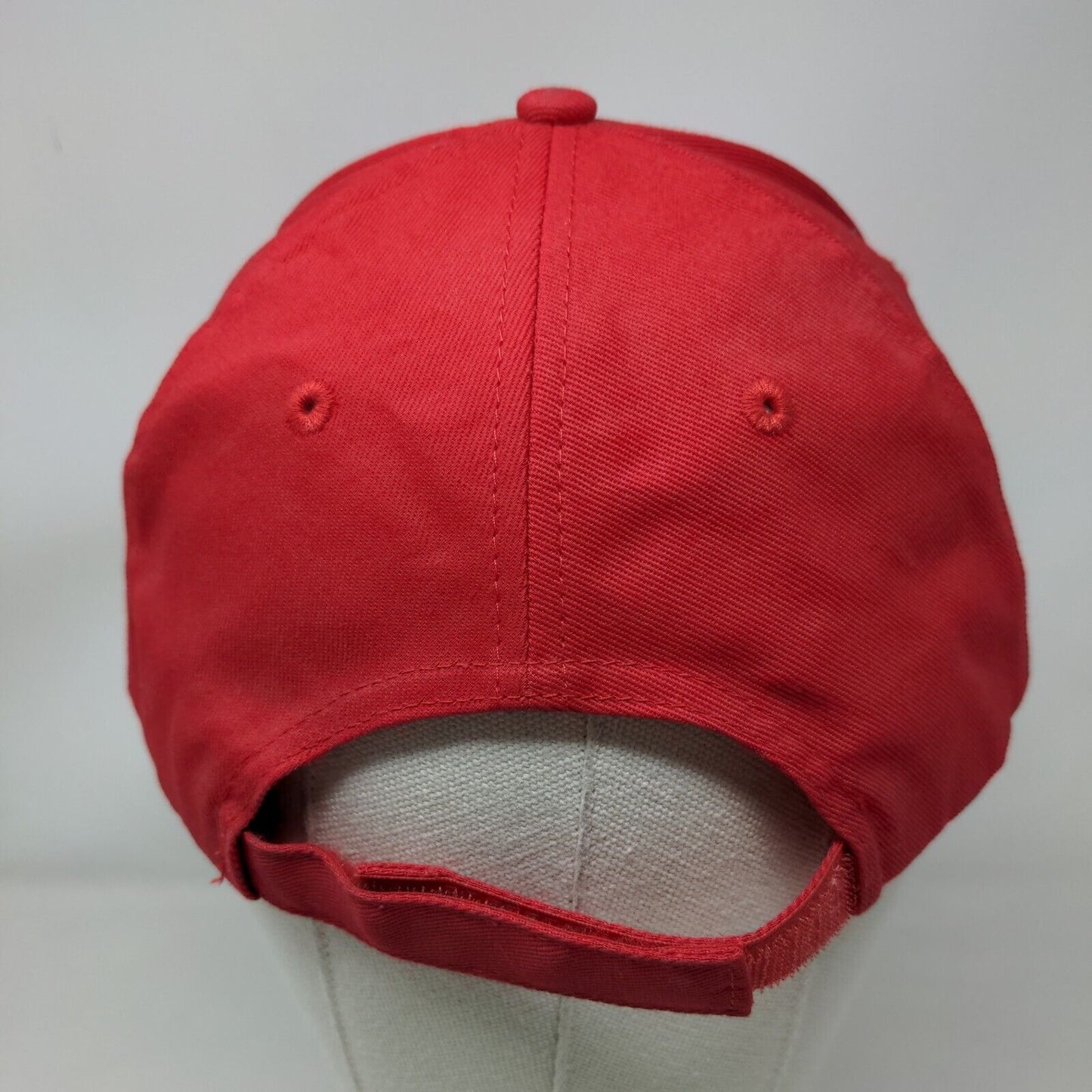 Appleton Strapback Hat Red OSFA Adjustable Embroidered Vented Holes 6 Panel KC
