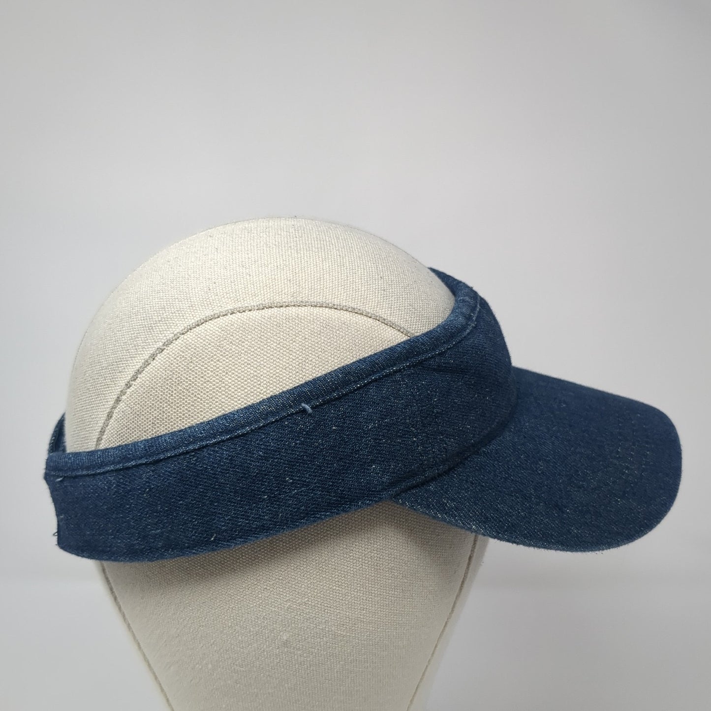 Unbranded Strapback Sun Visor Hat Blue One Size Adjustable Denim Blank