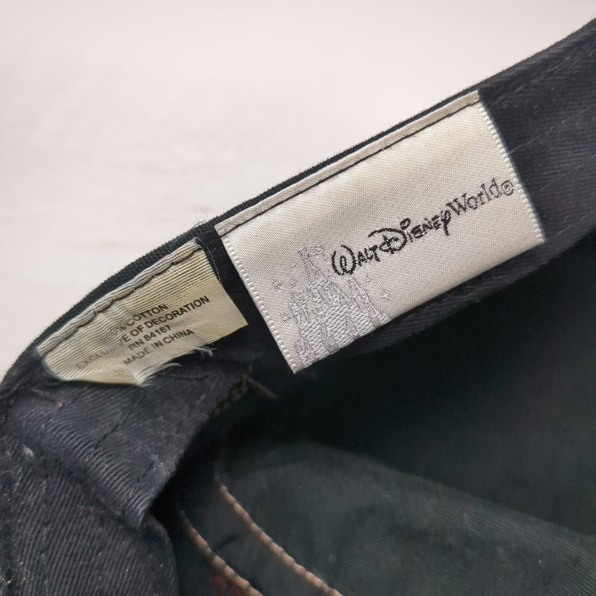 Walt Disney World Army Cap Black One Size Tinkerbell Chenille D Patch Hat Stitch