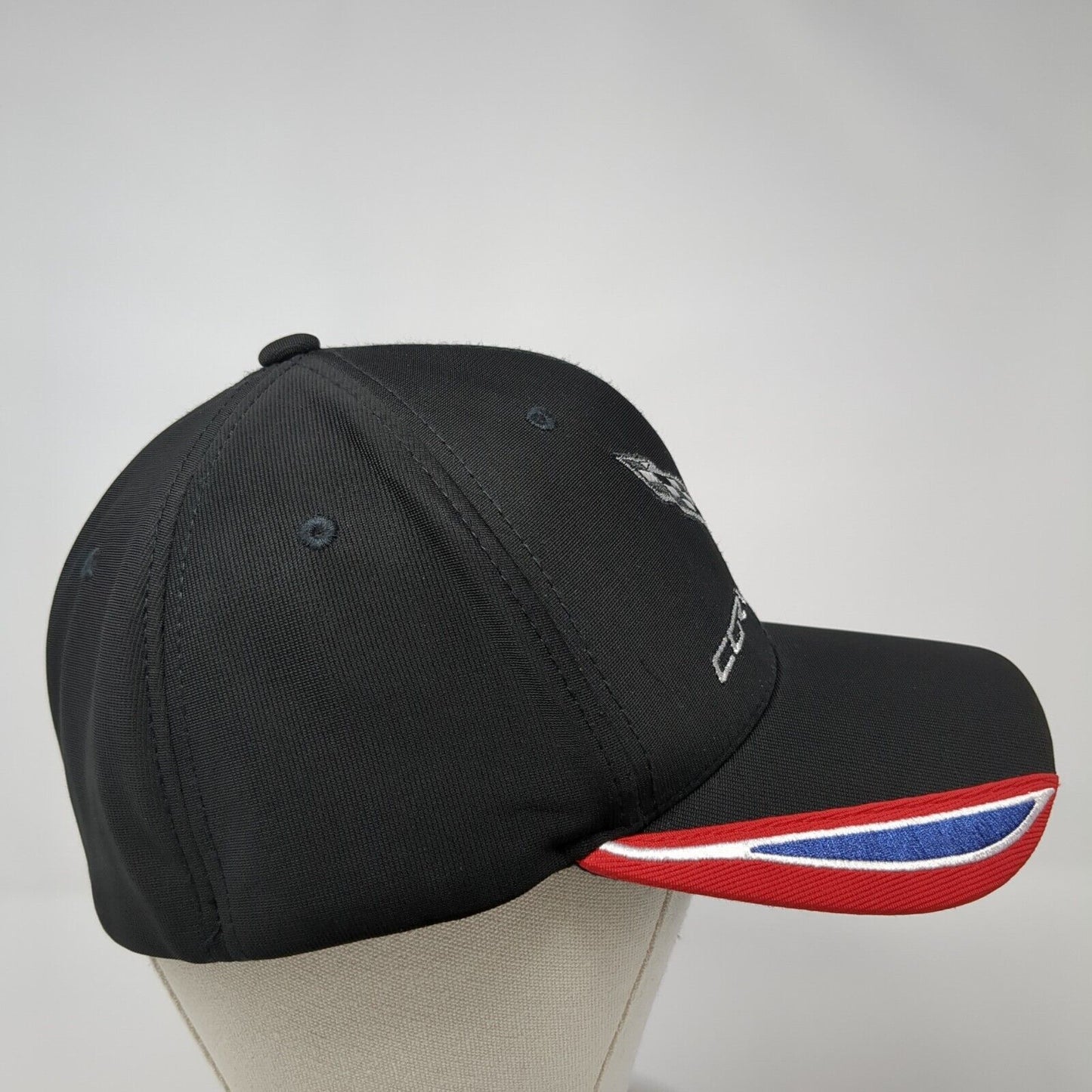Corvette Fitted Hat Black One Size Lightweight Embroidered 6 Panel GM Official