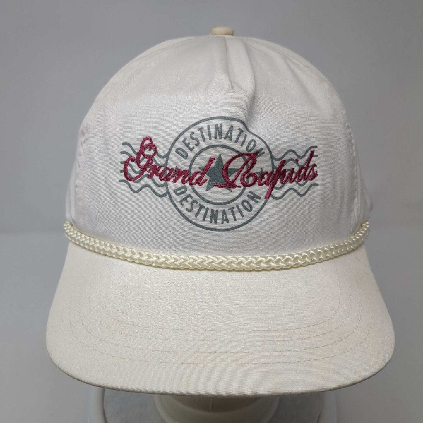 Grand Rapids Destination Slideback Rope Hat White One Size Adjustable