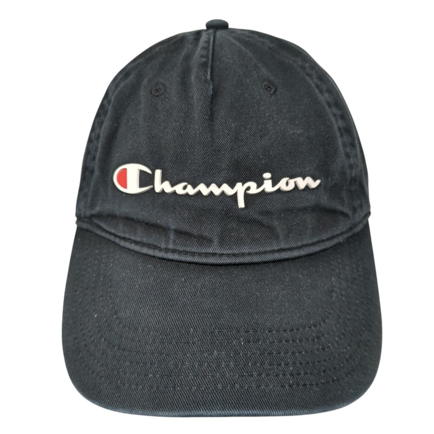 Champion Spell Out Slideback Hat Black One Size Adjustable Embroidered