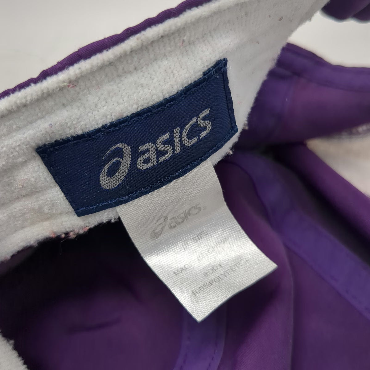 Asics Baseball Cap Purple One Size Mesh Panels Reflective Trim White Logo Hat