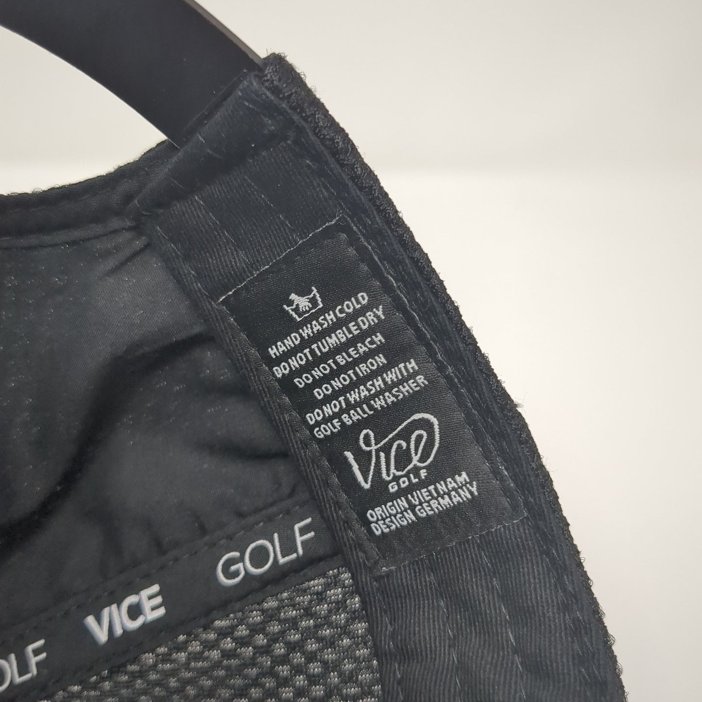 Vice Golf Snapback Hat Black One Size Adjustable Embroidered Breathable Mesh