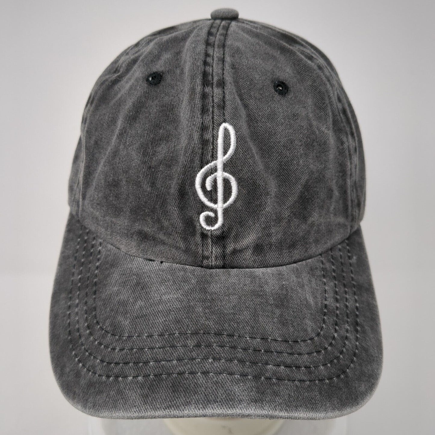 Treble Clef Notes Slideback Hat Gray One Size Adjustable Embroidered 6 Panel