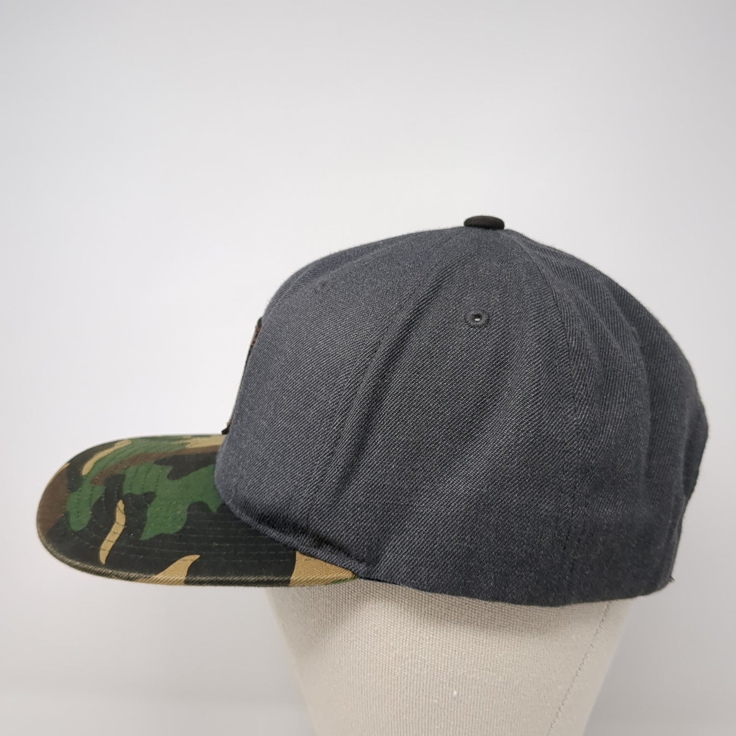 Leather Patch Logo Snapback Hat Multicolor Camo One Size Adjustable