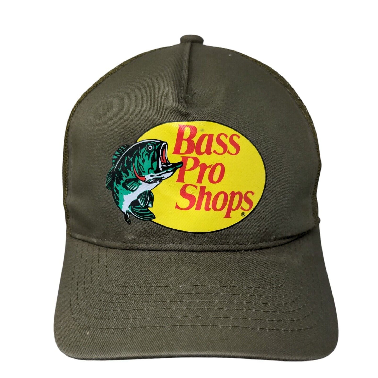 Bass Pro Shops Snapback Trucker Hat Brown OSFM Adjustable Mesh Back Gone Fishing