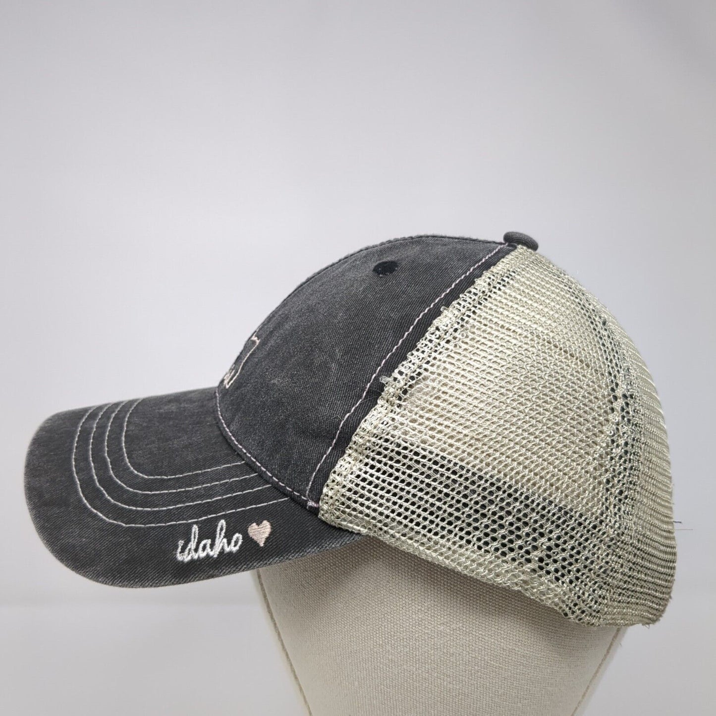 Idaho Slideback Mesh Back Trucker Hat Gray One Size Embroidered Home Free