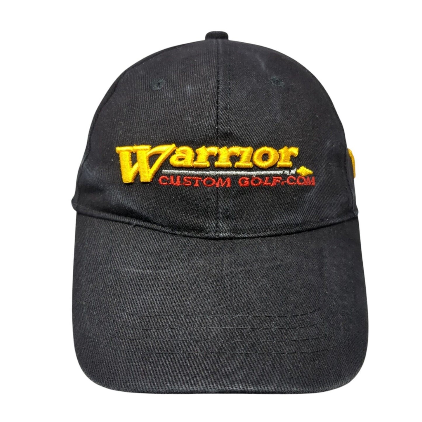 Warrior Custom Golf.com Strapback Hat Black OS Adjustable Embroidered Cotton