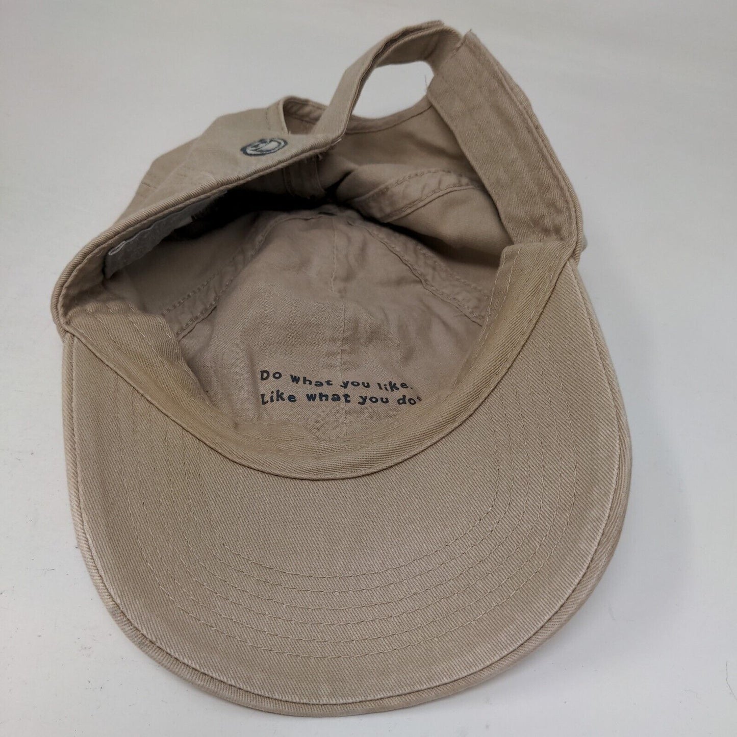 Baseball Patch Strapback Hat Tan Medium-Large Adjustable Life Is Good