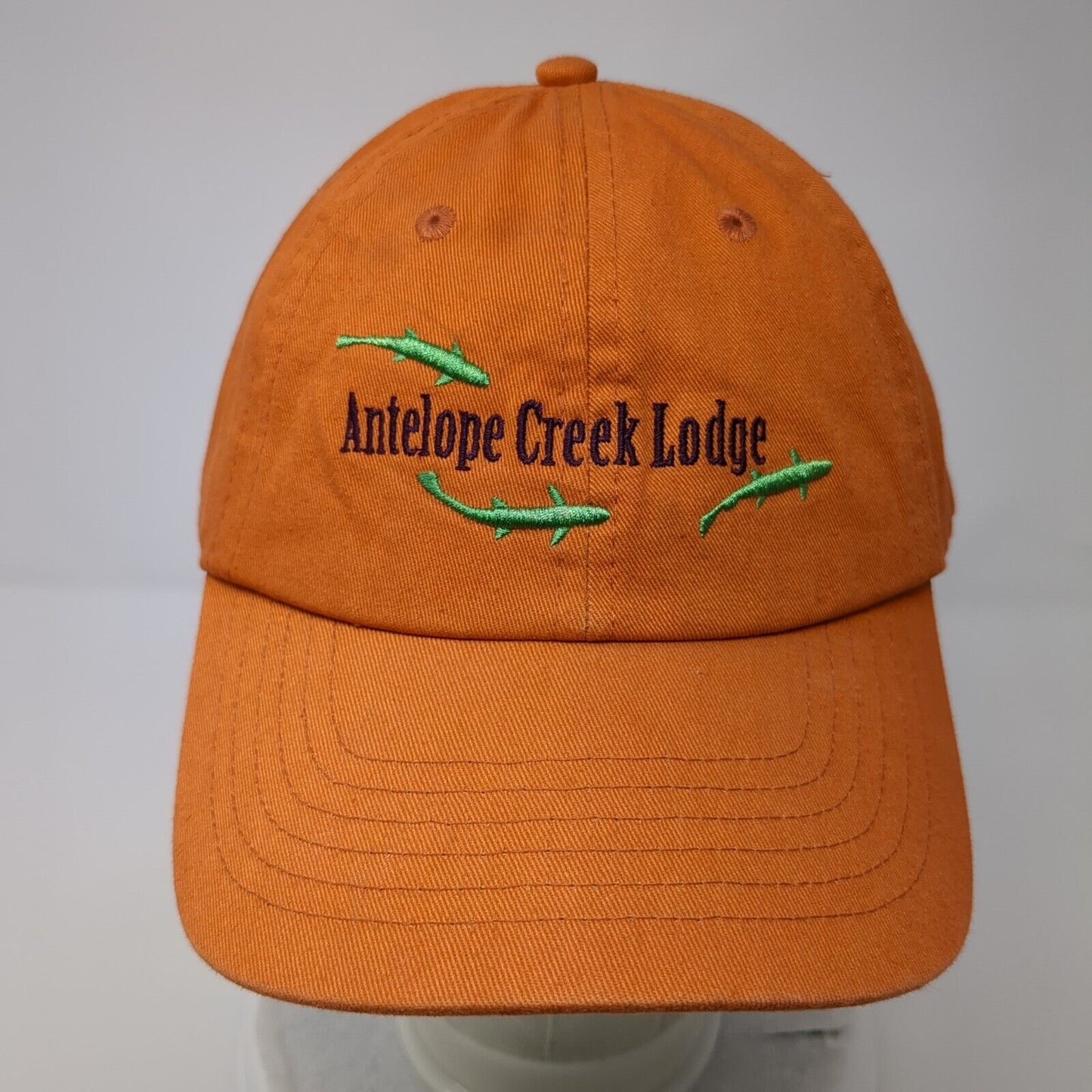 Antelope Creek Lodge Strapback Hat Orange OS Adjustable Embroidered The Fly Shop