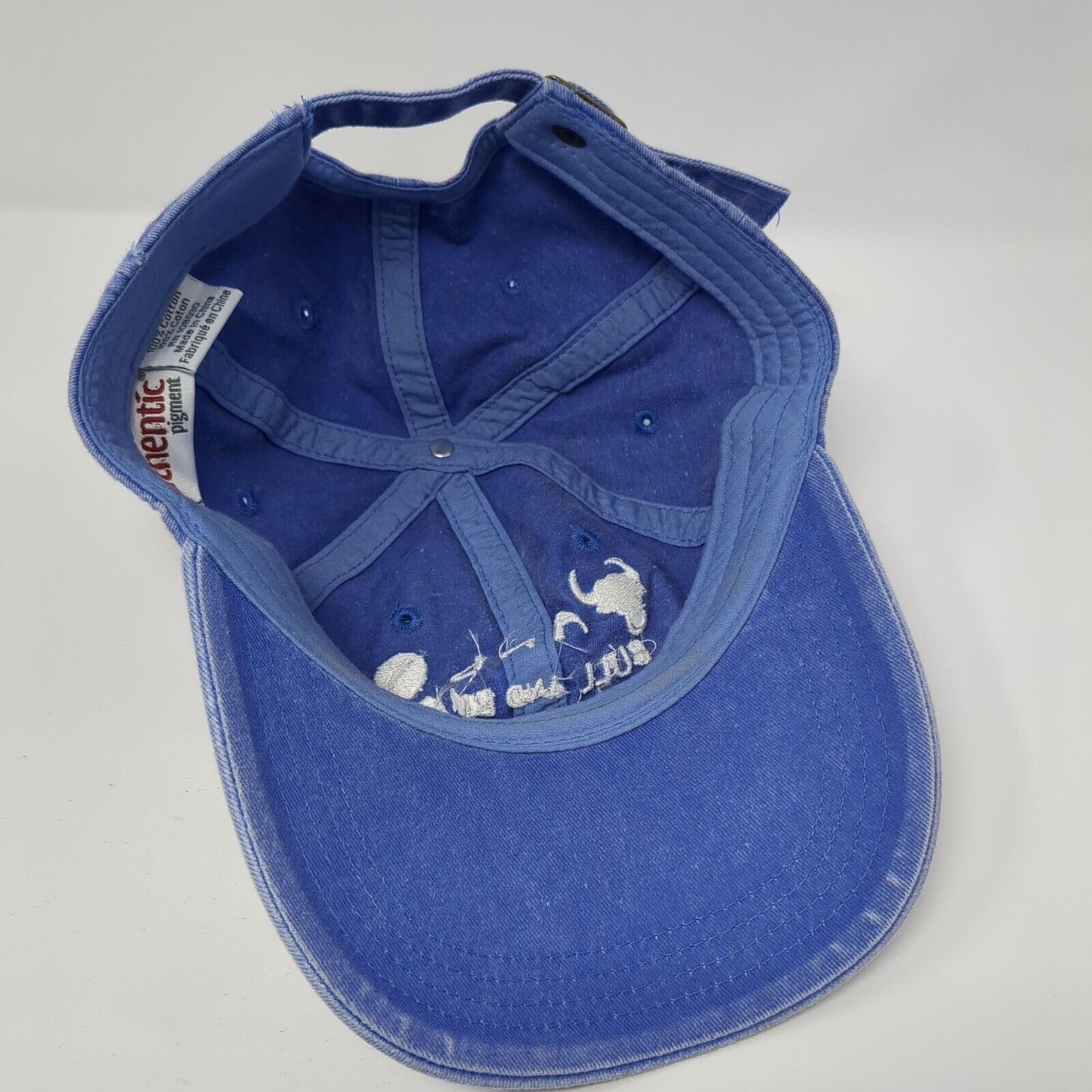 Bull And Bean Slideback Hat Blue One Size Embroidered Authentic Pigment