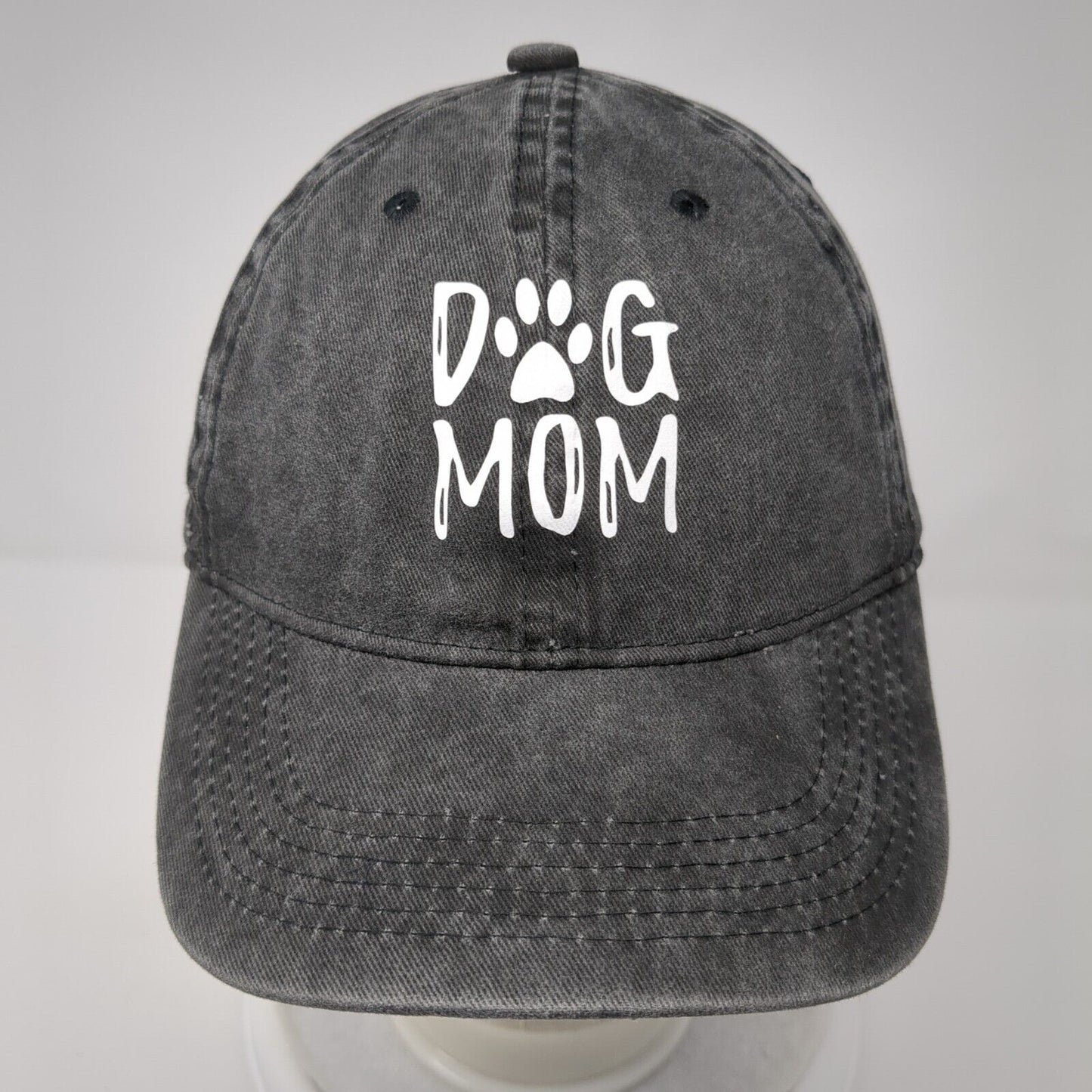 Dog Mom Slideback Hat Gray One Size Adjustable Lightweight Vented Holes 6 Panel