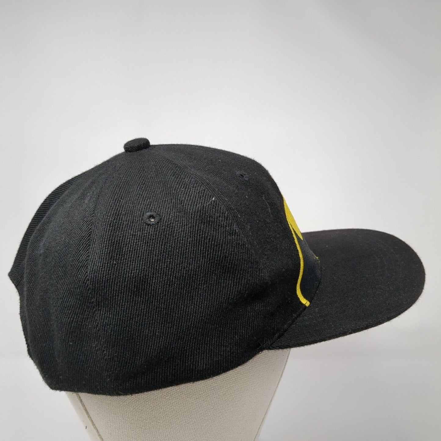 Batman Snapback Hat Black One Size Adjustable Embroidered Vented Holes 6 Panel