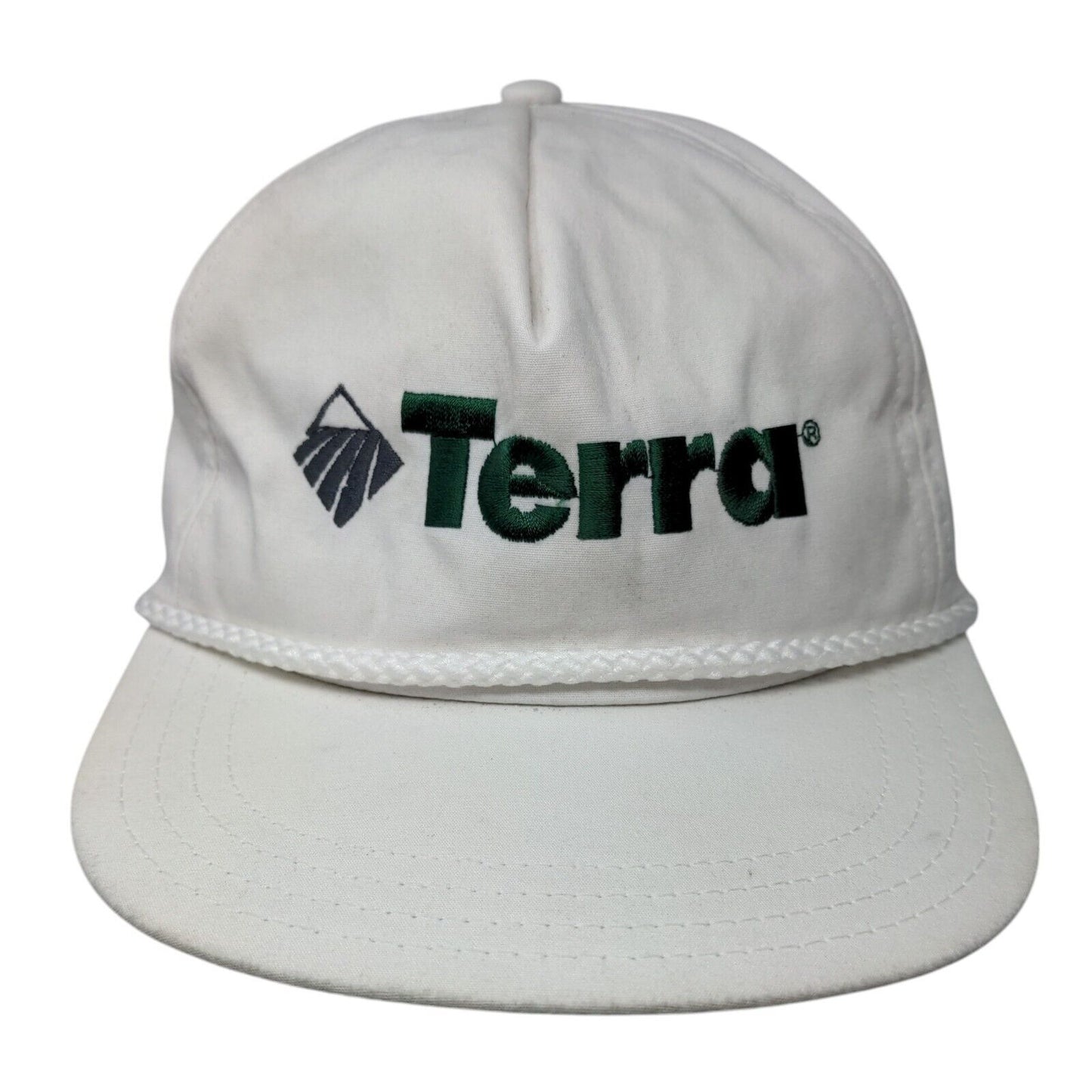 Terra Slideback Rope Hat White OSFA Adjustable Leather Strap Solid