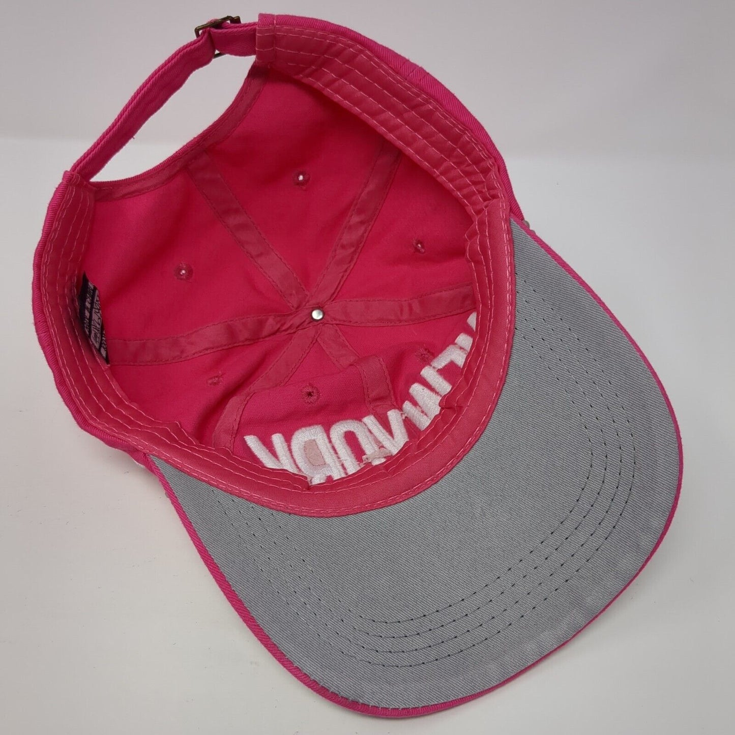 New York Slideback Hat Pink One Size Adjustable Studded Rhinestone Bling