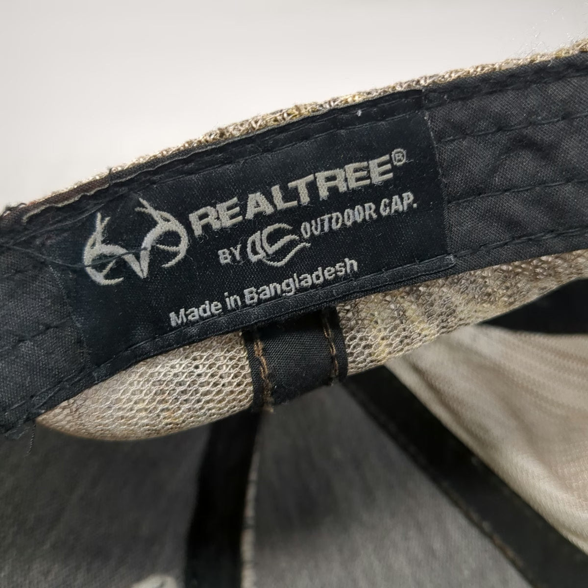 Realtree Baseball Cap One Size Brown Black Camo Mesh Strapback Antler Logo Hat