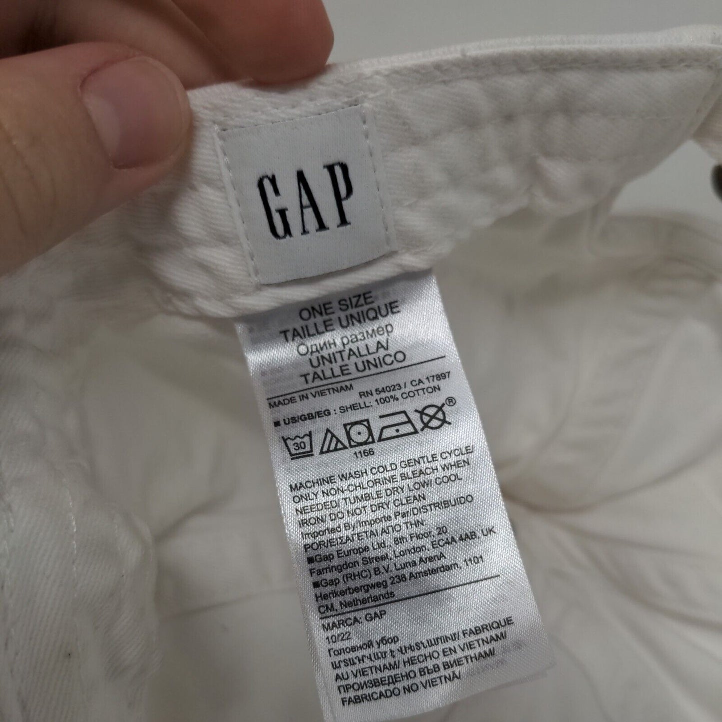 Gap Slideback Hat White One Size Adjustable Solid 6 Panel Blank