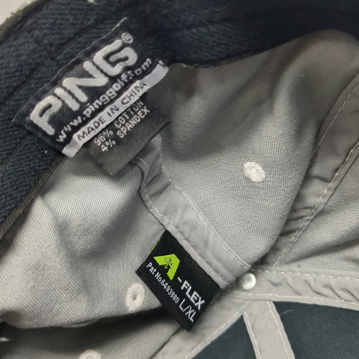 PING Baseball Cap Gray XL A-Flex Stretch Fit Play Your Best Golf Hat Embroidered