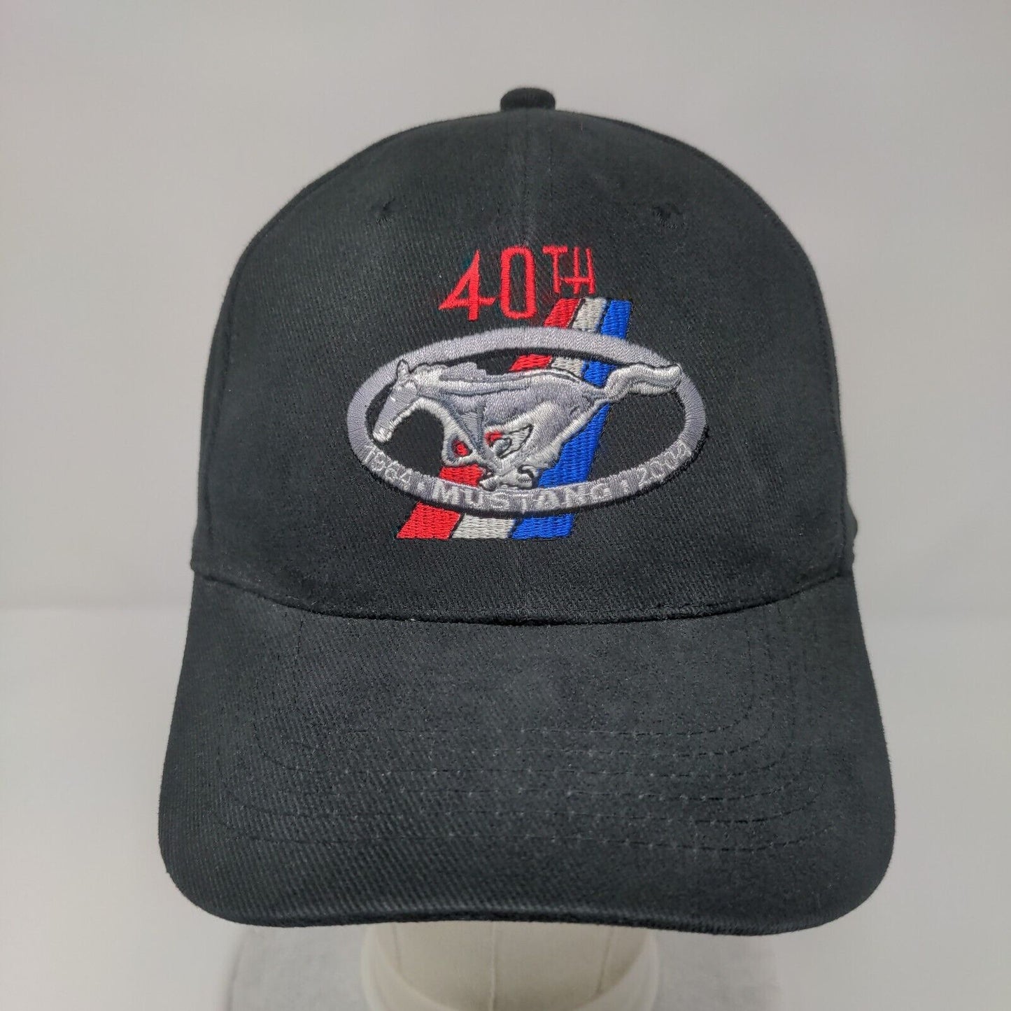 Mustang 40th Strapback Hat Black OSFA Adjustable Embroidered Headmaster