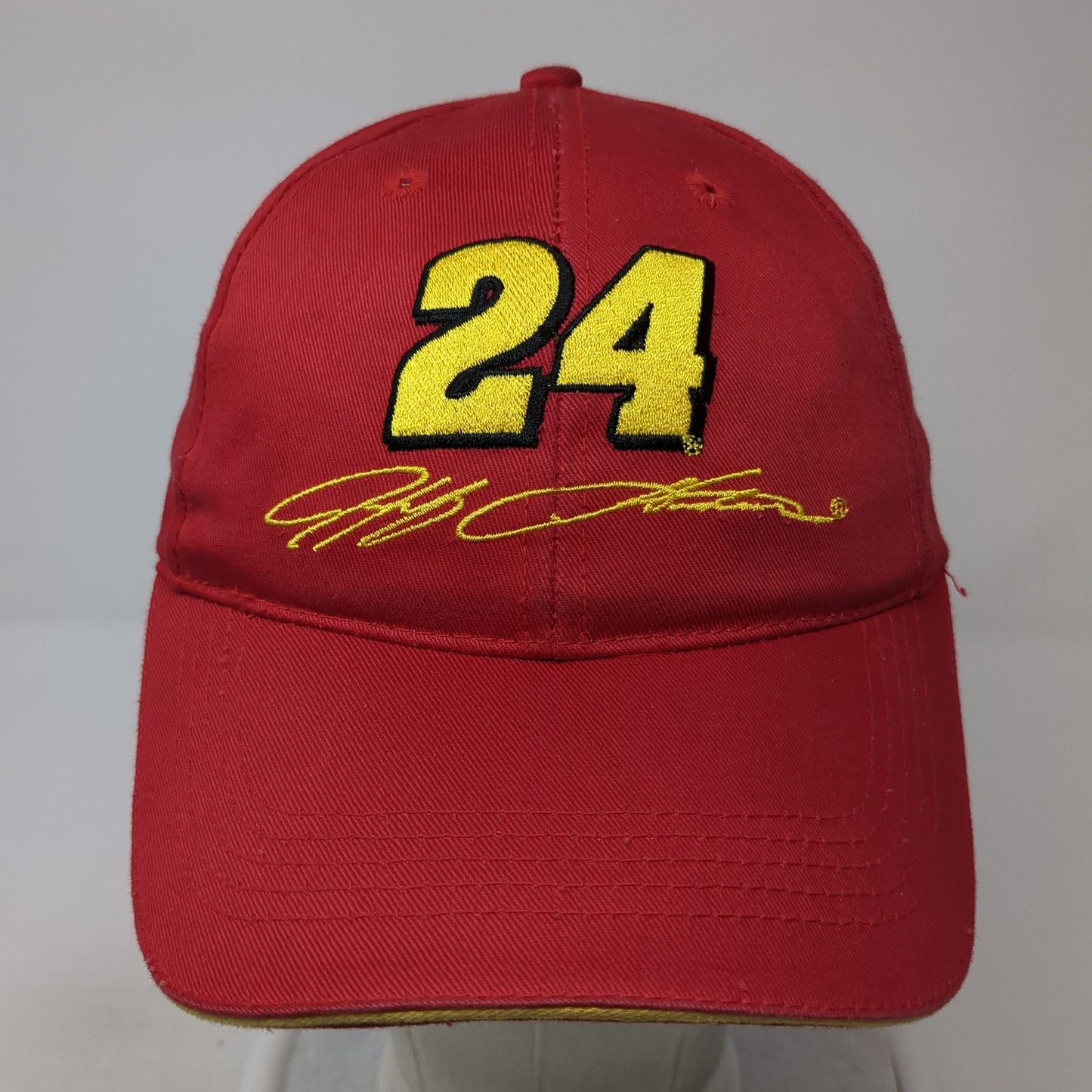 24 Jeff Gordon Strapback Hat Red One Size Adjustable Embroidered Chase
