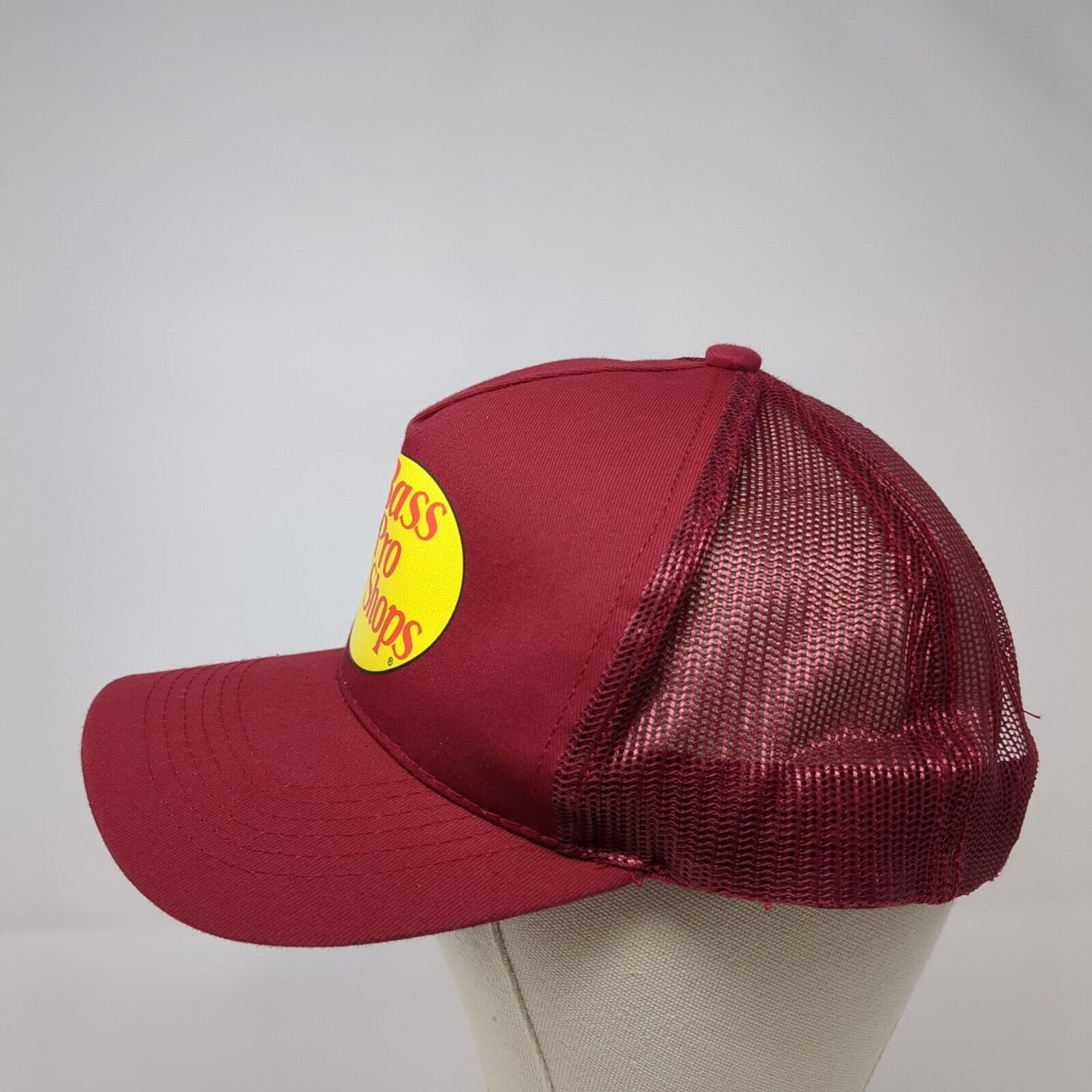 Bass Pro Shops Gone Fishing Snapback Trucker Hat Red OSFM Mesh Back