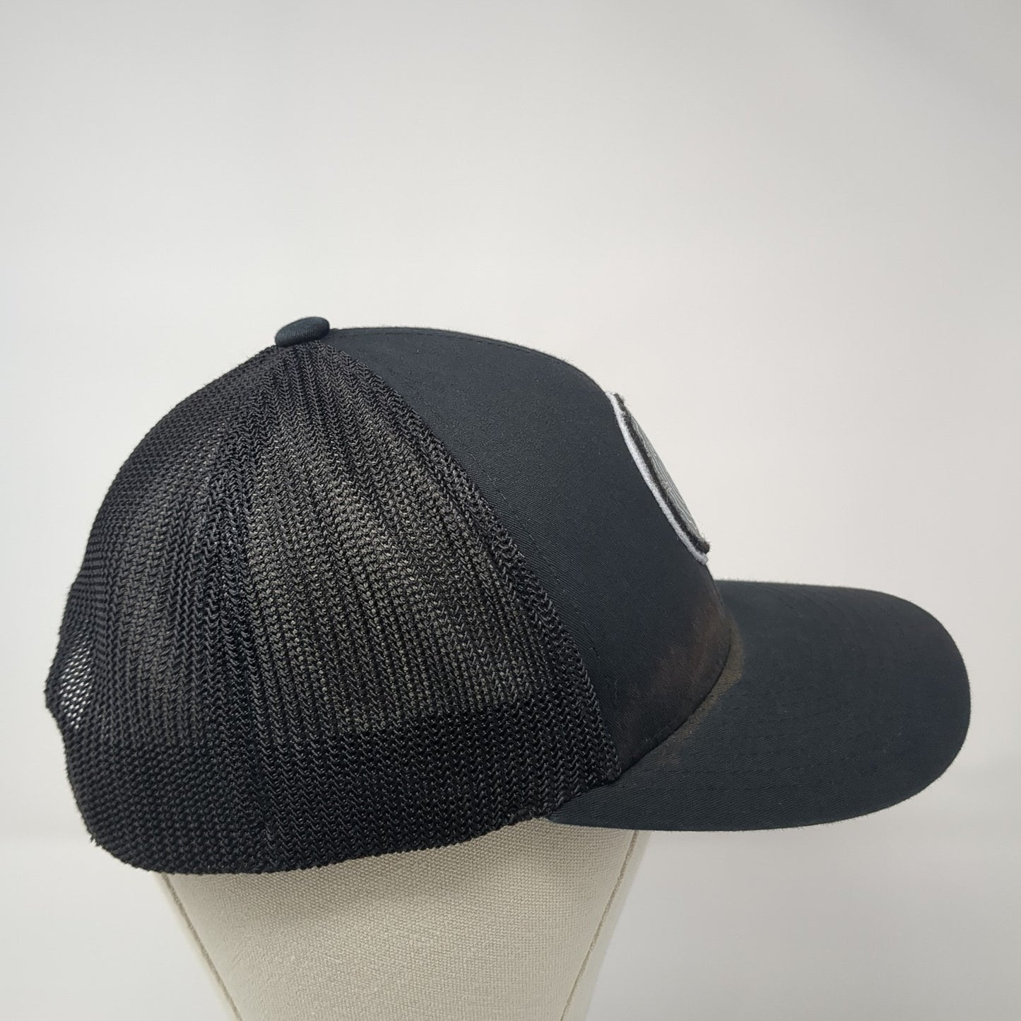The River Club Patch Snapback Mesh Back Trucker Hat Black One Size Yupoong