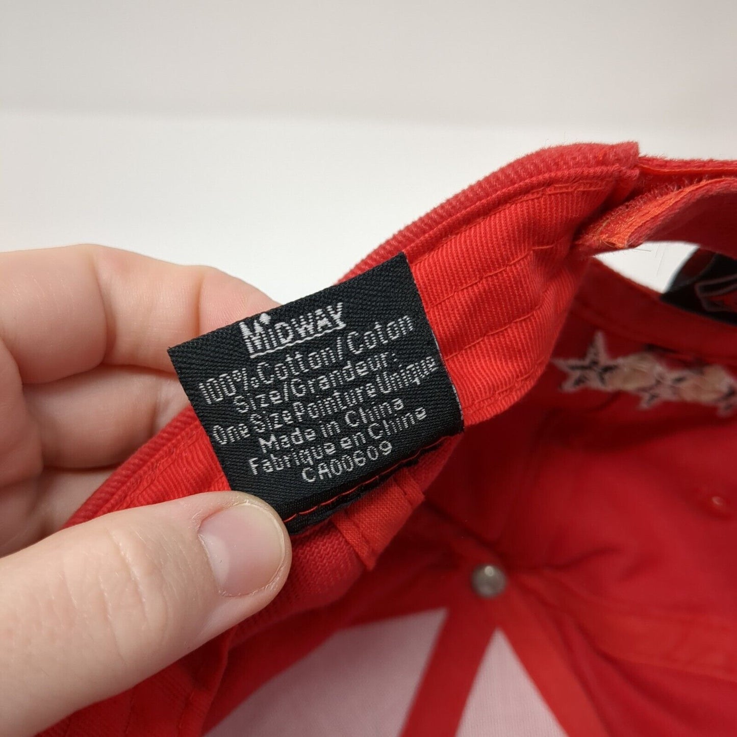 Reckless Classic Strapback Hat Red One Size Rhinestone Embroidered