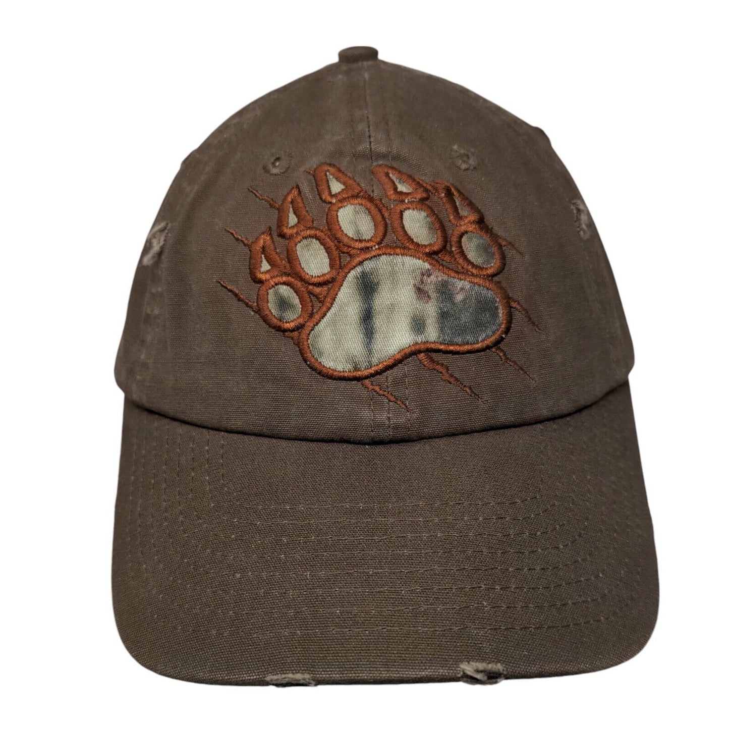 Bear Paw Slideback Hat Brown One Size Adjustable Distressed Buffalo Outdoors