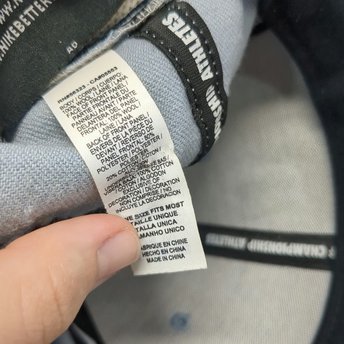 Nike Snapback Gray Blue One Size Hat 3D Swoosh Logo Two Tone Wool Flat Brim