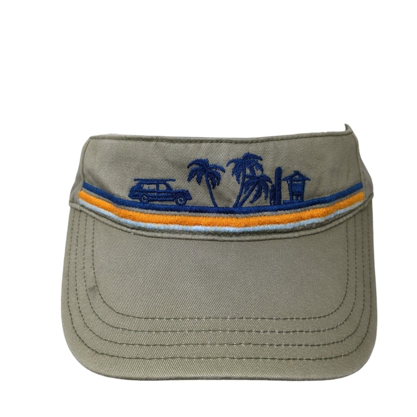 Gymboree Strapback Sun Visor Hat Tan One Size Embroidered Palm Tree Beach