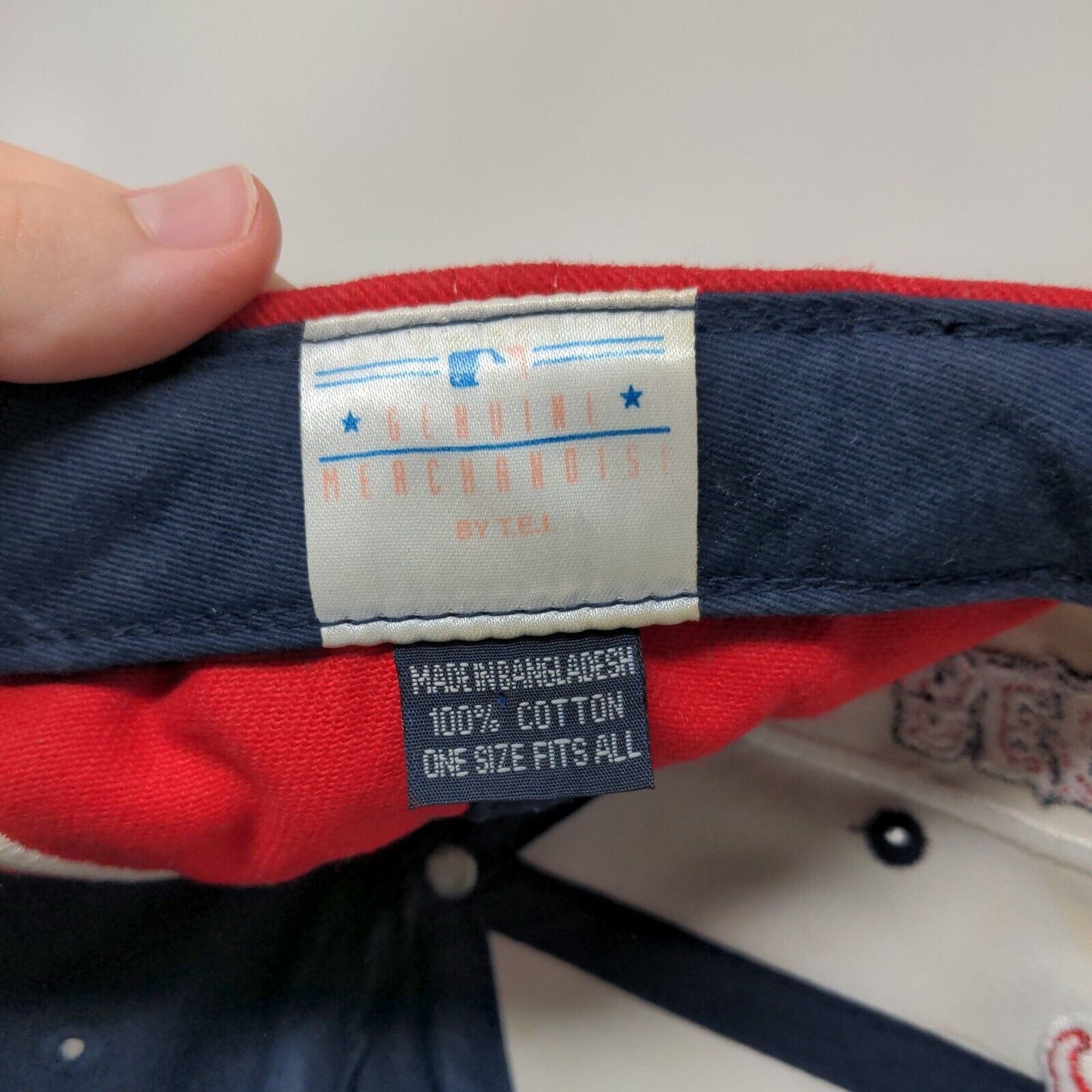 Boston Red Sox Strapback Hat Blue Red Embroidered Logo OSFA TEI MLB
