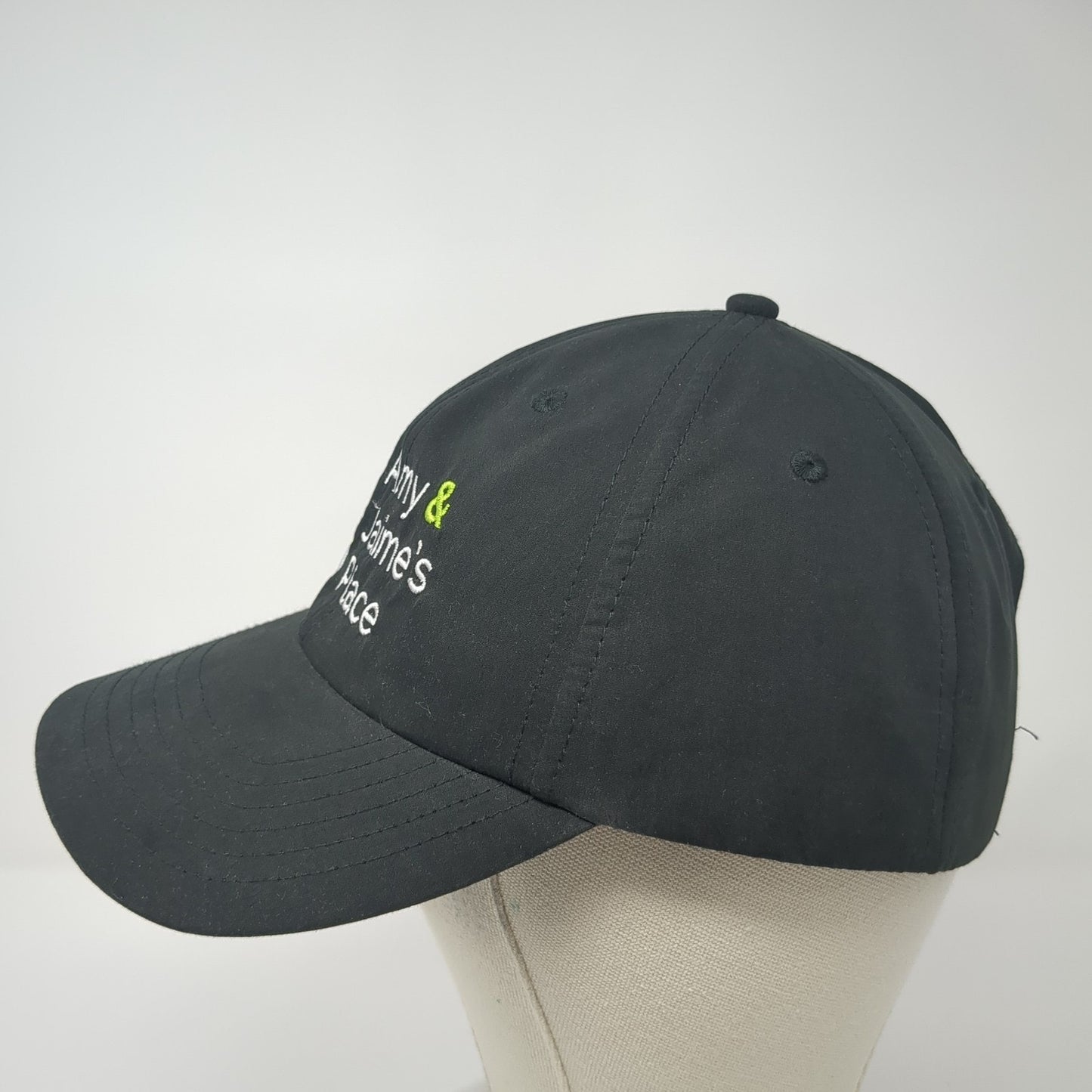 Amy & Jaime's Place Strapback Hat Black One Size Adjustable Embroidered 6 Panel