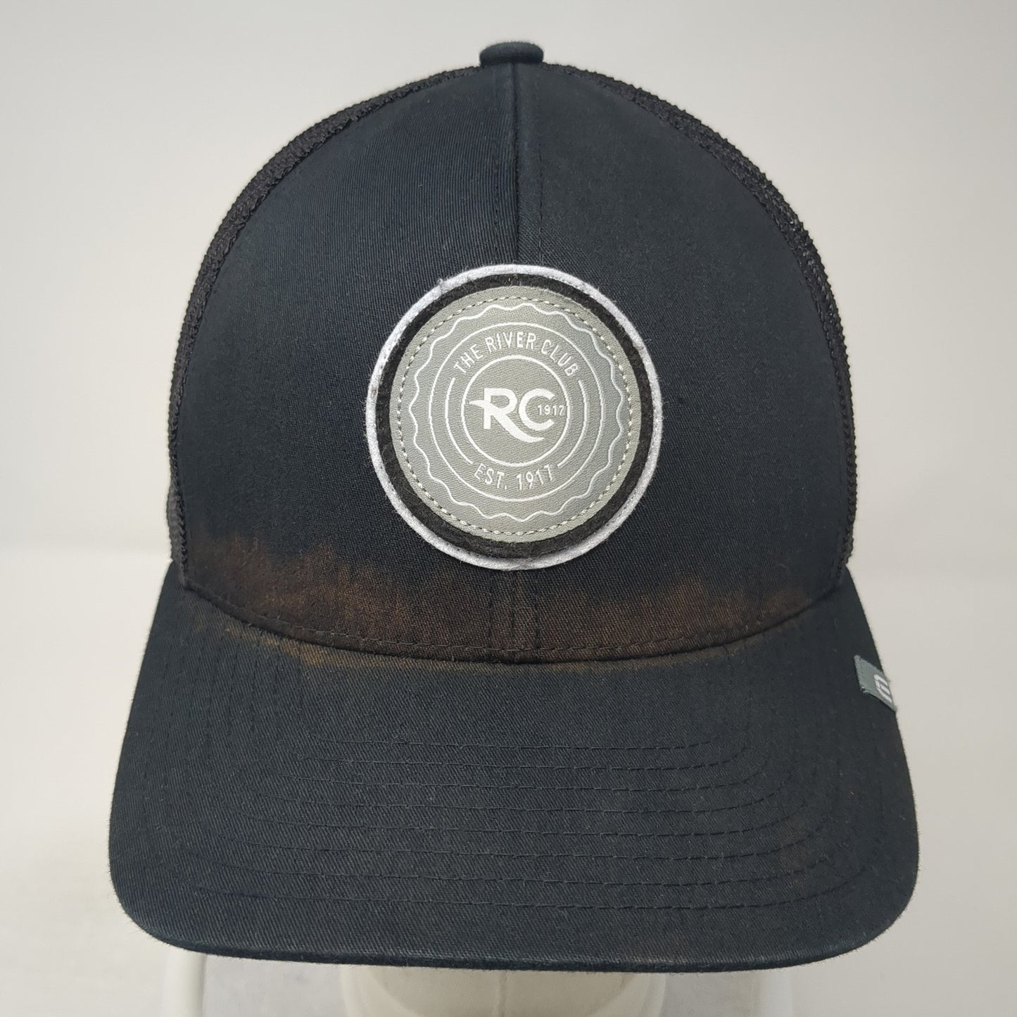 The River Club Patch Snapback Mesh Back Trucker Hat Black One Size Yupoong