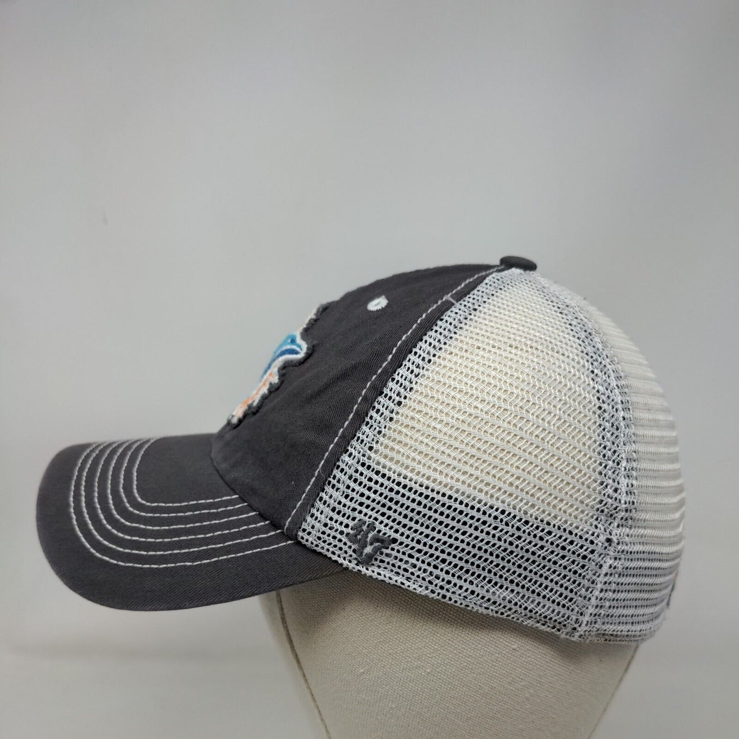 Miami Dolphins Fitted Mesh Back Hat NFL '47 Brand 3D Patch Logo Gray Size S-M