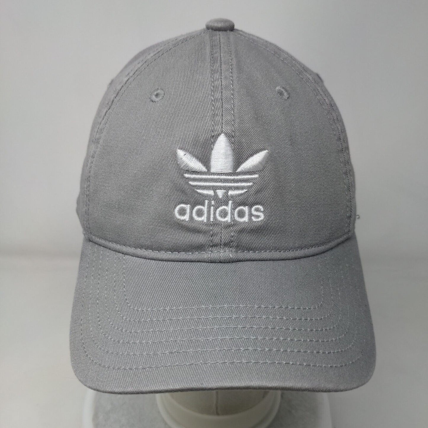 Adidas Trefoil Slideback Hat Gray OSFM Embroidered Solid Vent Holes