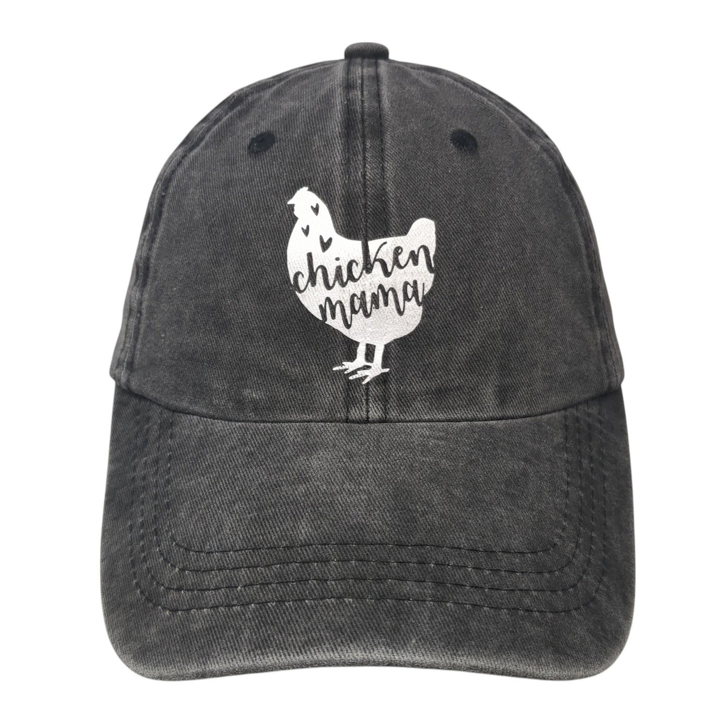 Chicken Mama Slideback Hat Gray One Size Adjustable Solid Outdoor