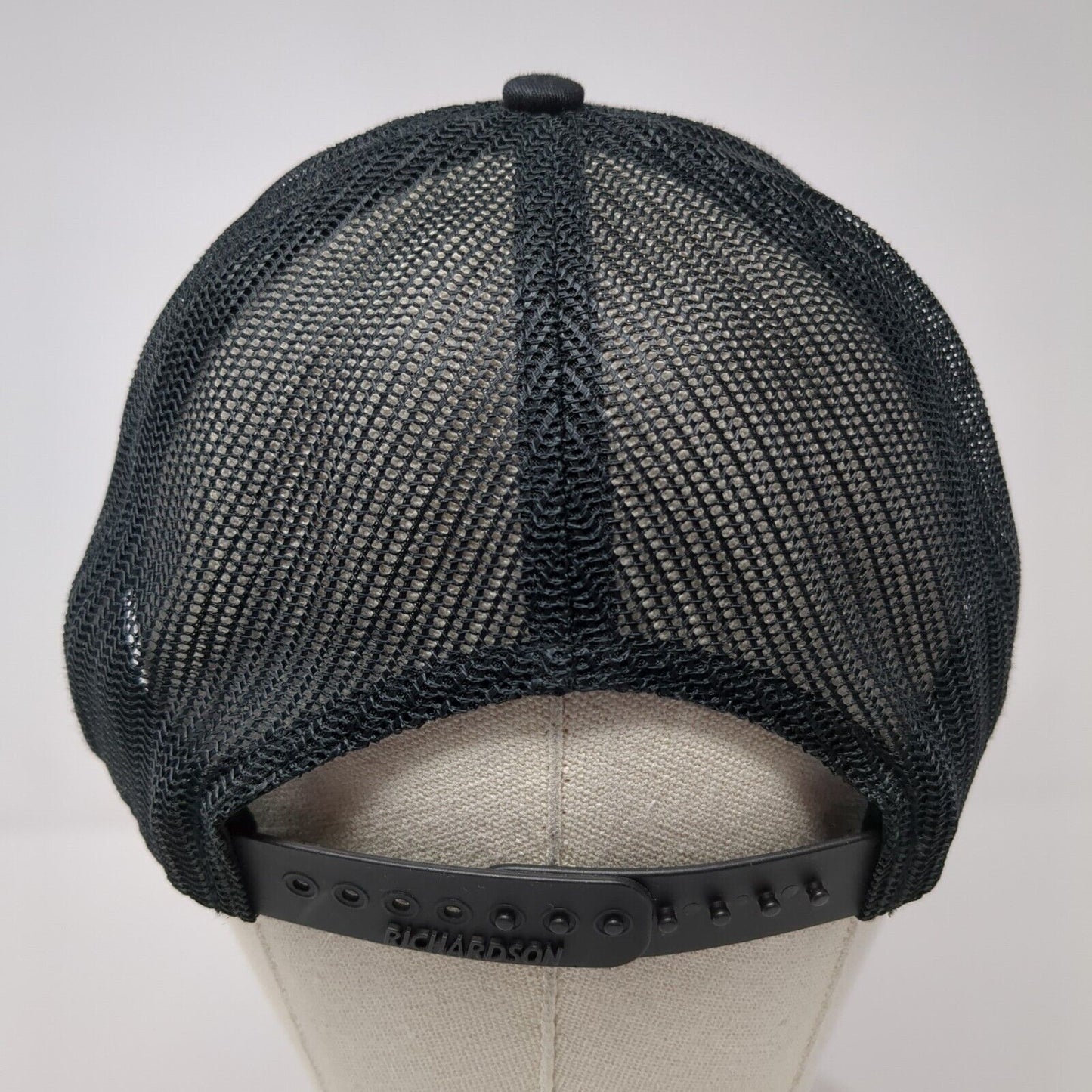 Adam's Meat Shop Patch Snapback Trucker Hat Black One Size Mesh Back