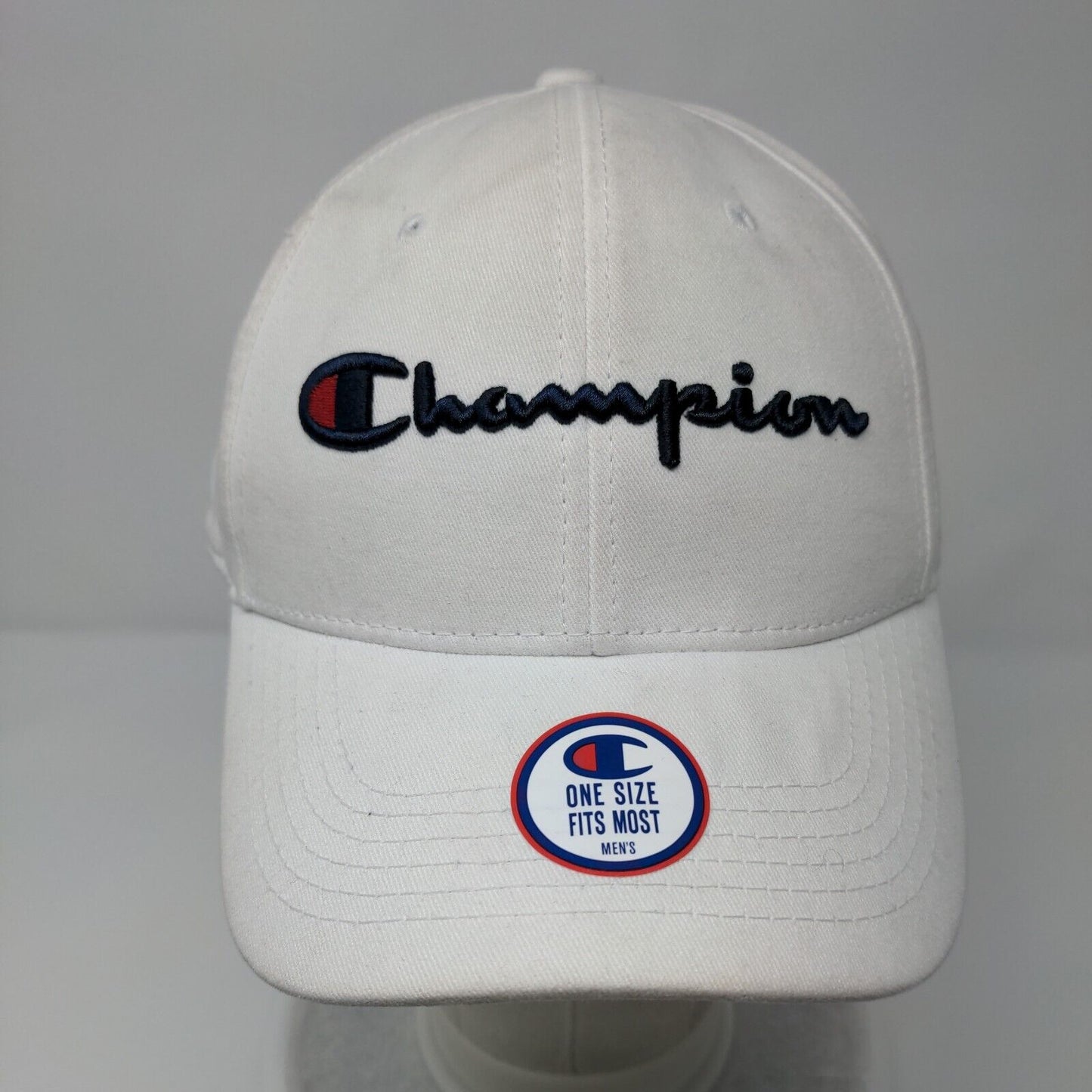 Champion Slideback Hat White OSFM Embroidered Adjustable Leather Strap