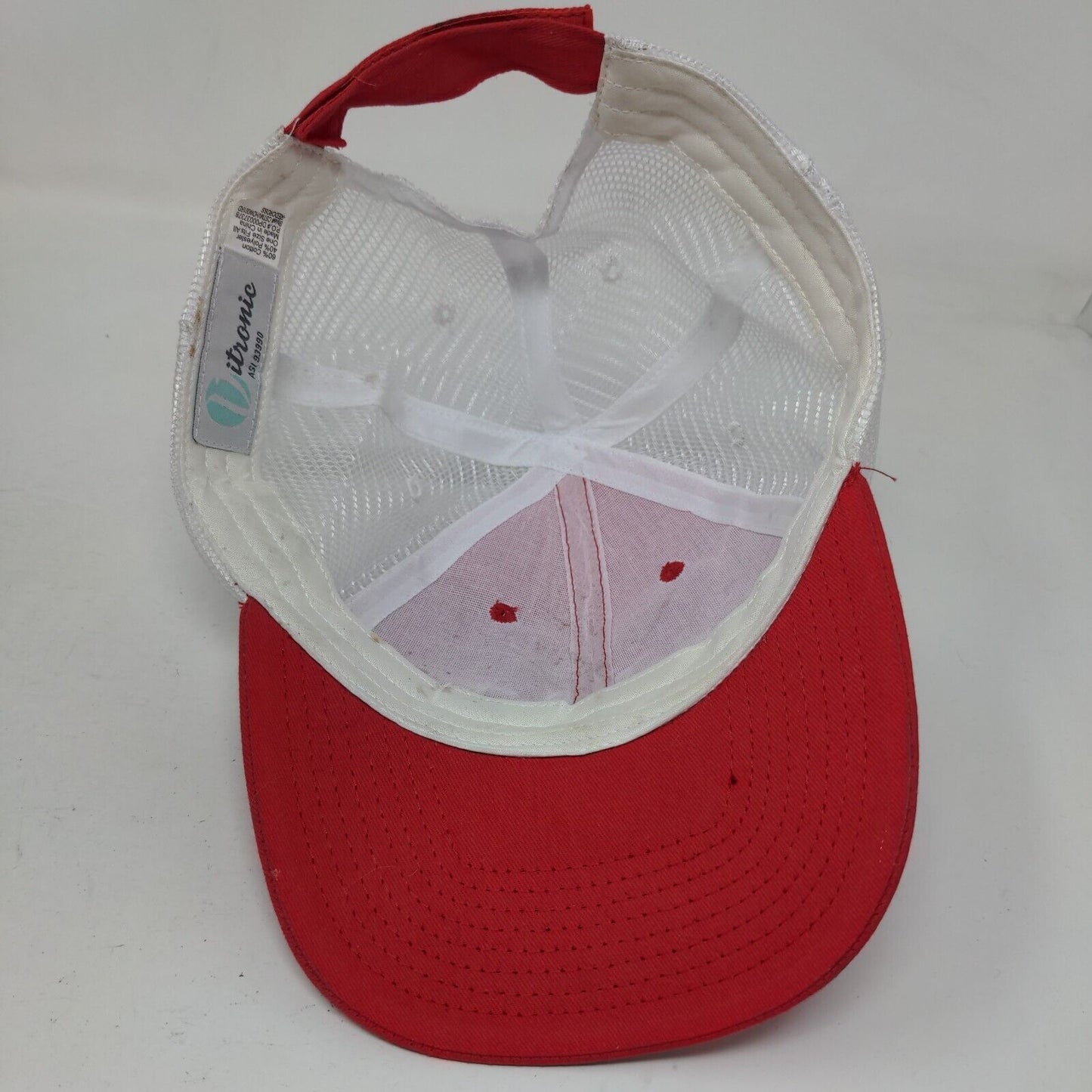 American Red Cross Strapback Trucker Hat Red OSFA Embroidered Mesh Back Vitronic