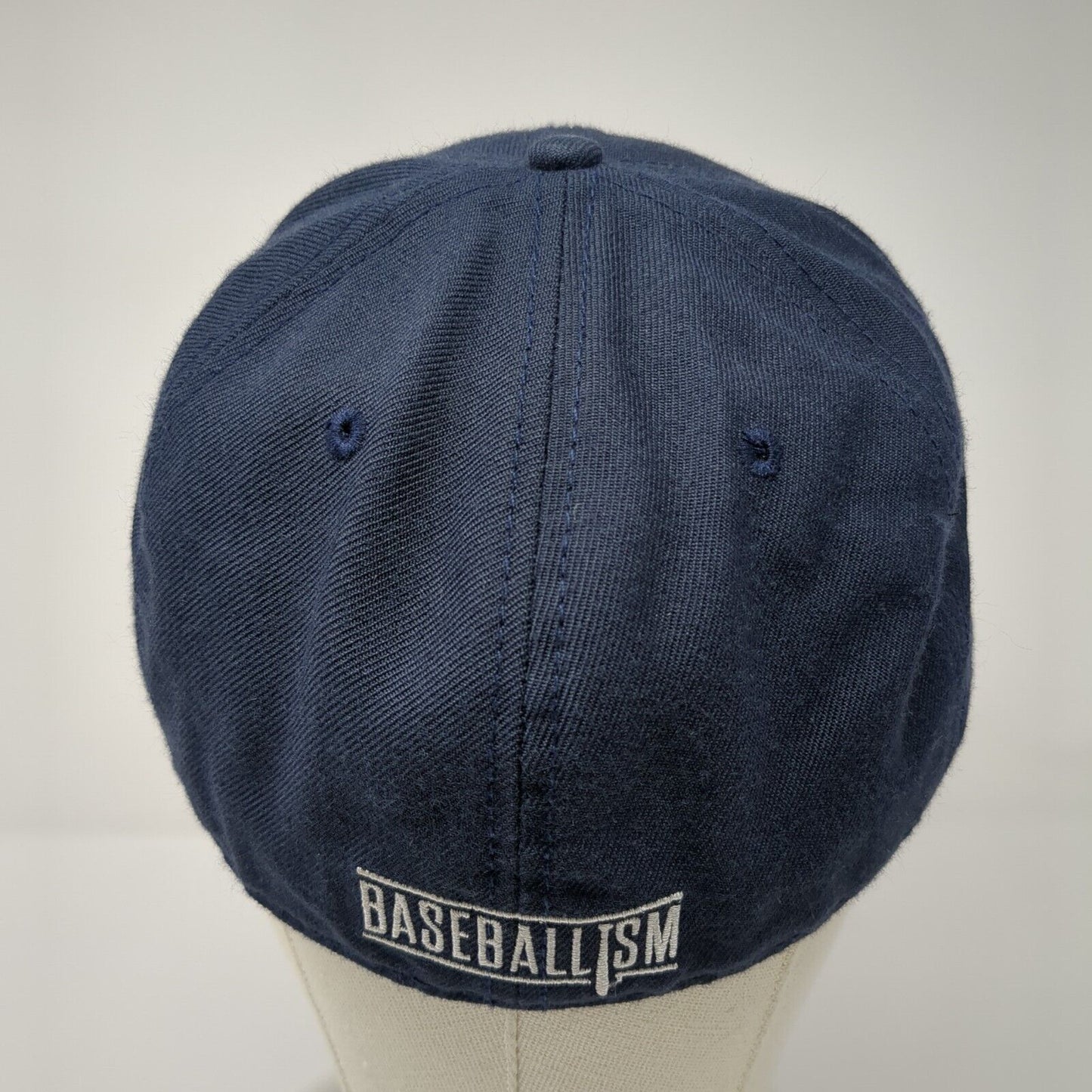 Baseballism Logo Fitted Hat Blue 7 1/2 Embroidered Solid Vent Holes