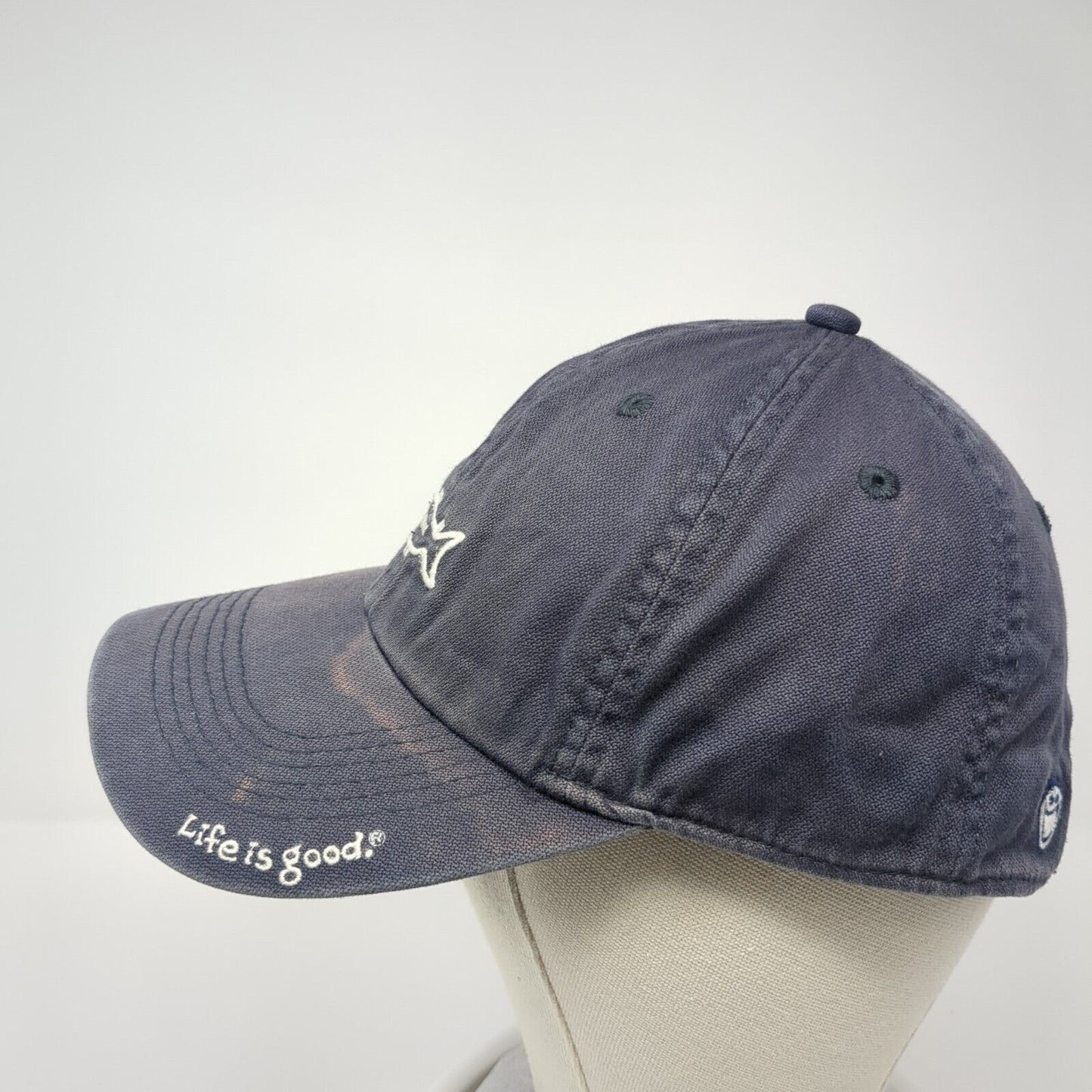 Fish Slideback Hat Blue One Size Adjustable Embroidered Life Is Good