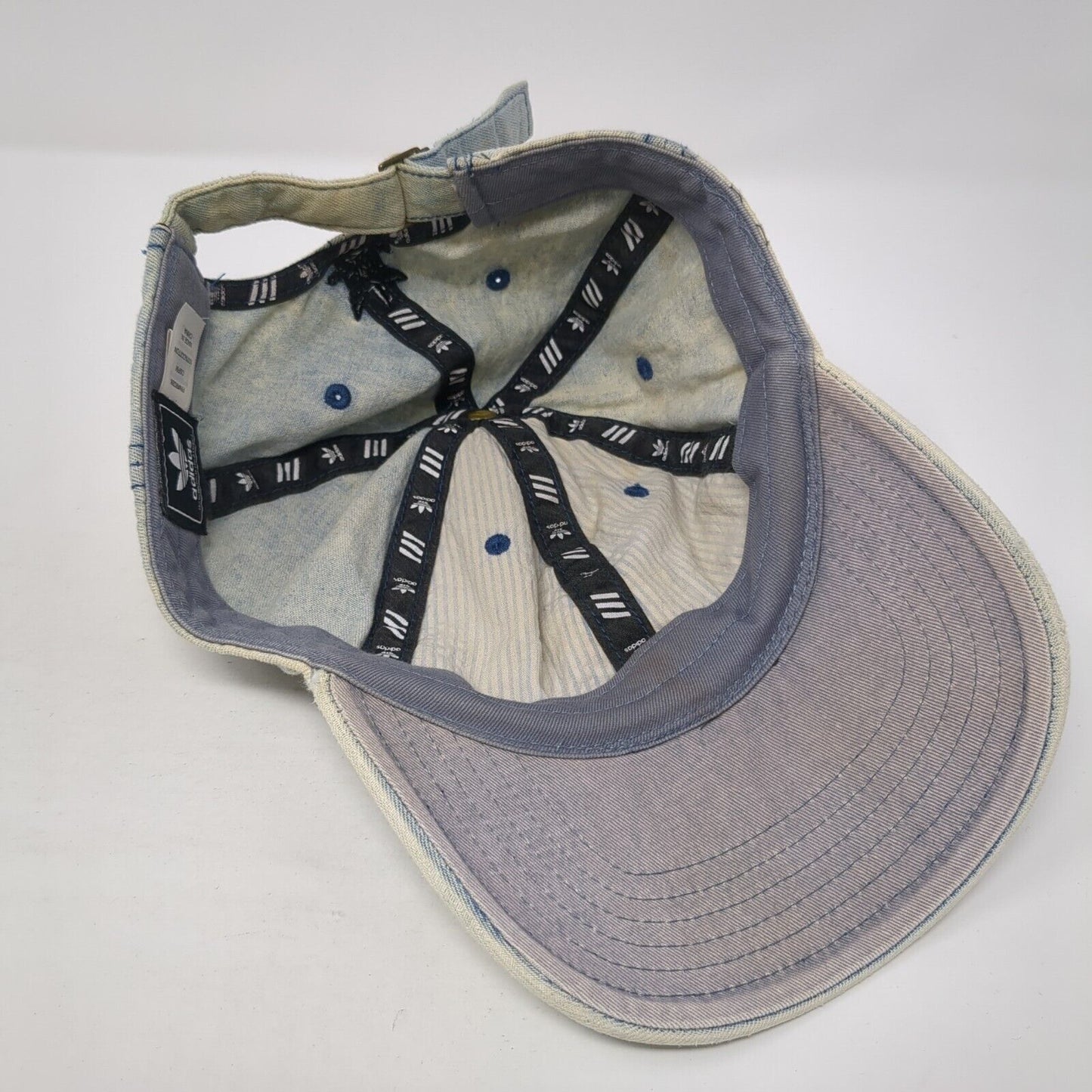 Adidas Slideback Baseball Cap Blue One Size Adjustable Embroidered Washed Denim