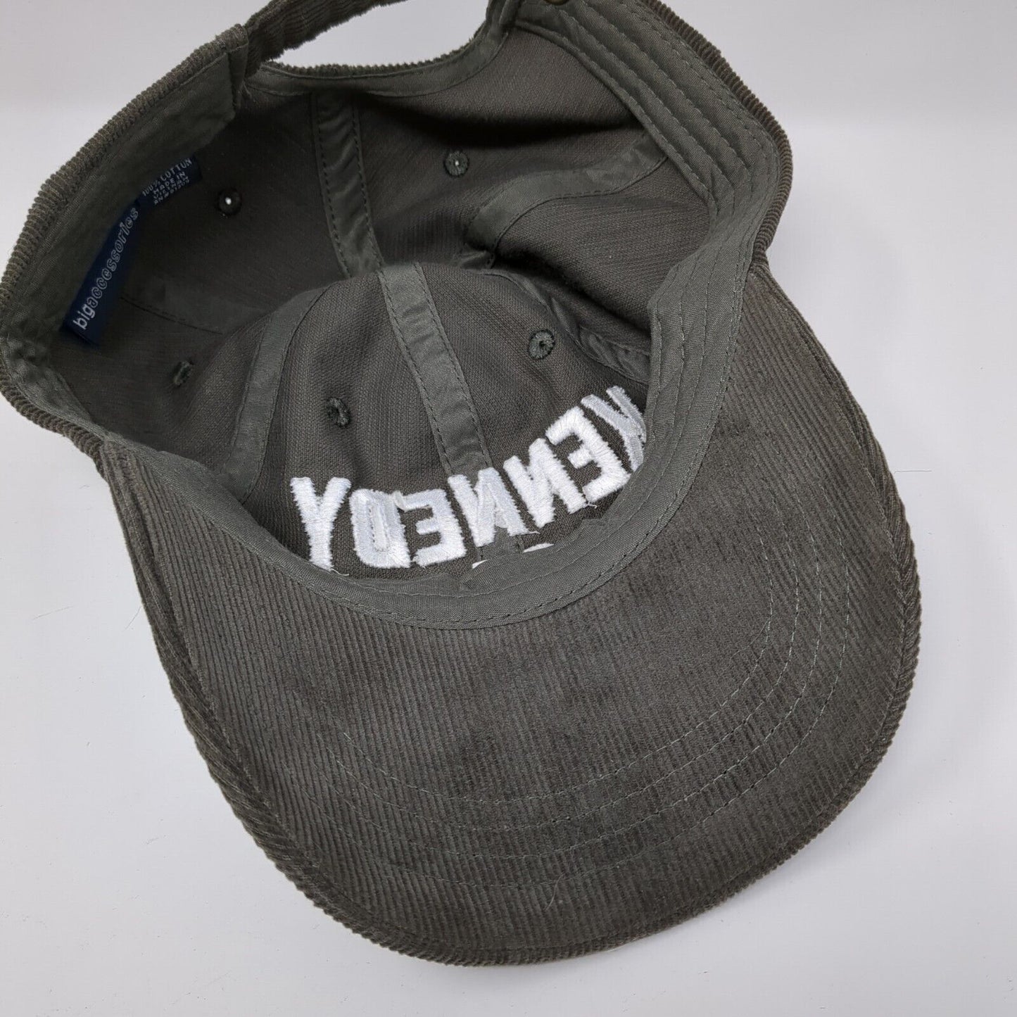 Kennedy 24 Slideback Hat Gray OSFA Adjustable Embroidered Corduroy Cotton