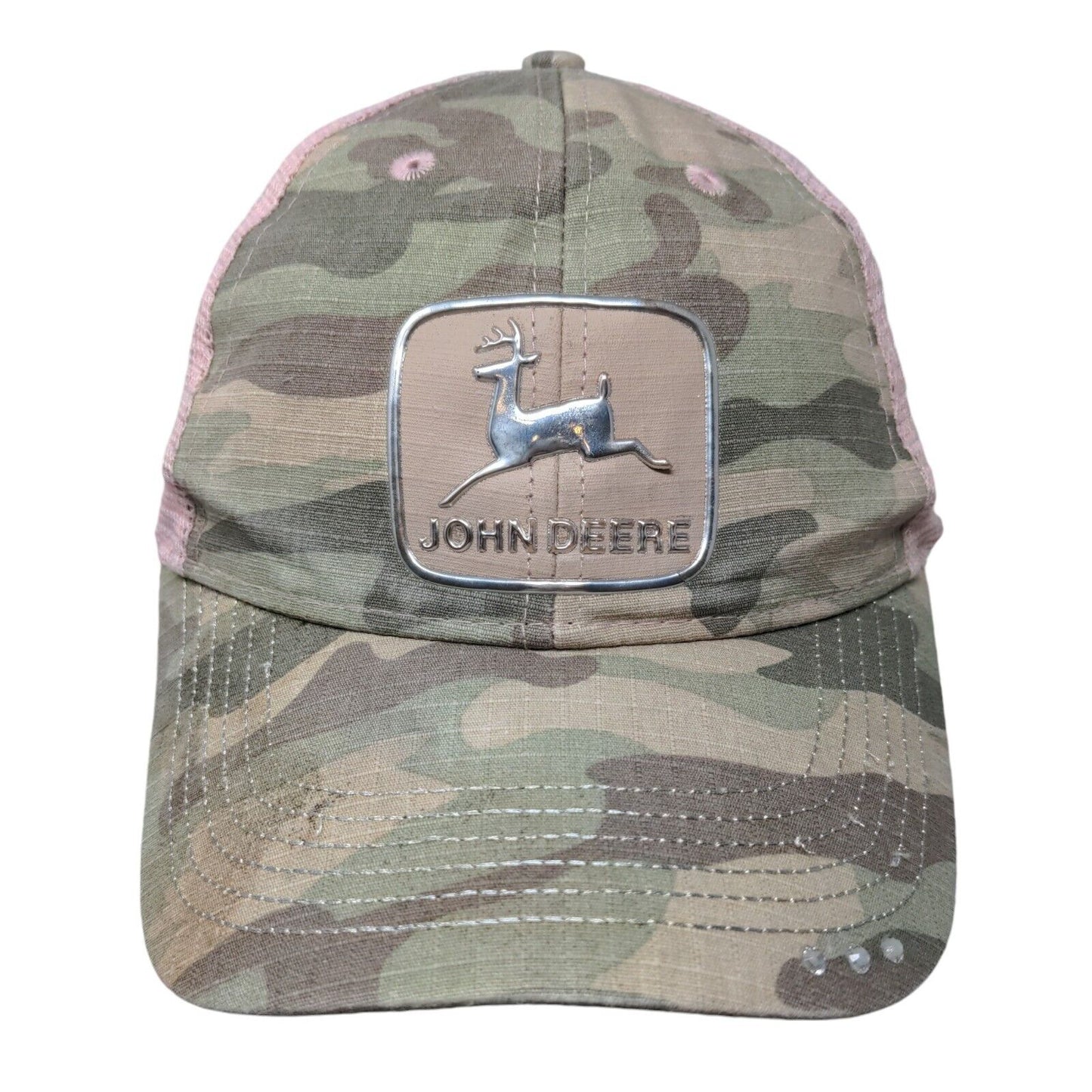 John Deere Snapback Mesh Back Trucker Hat Camouflage OSFM Tractor Girl