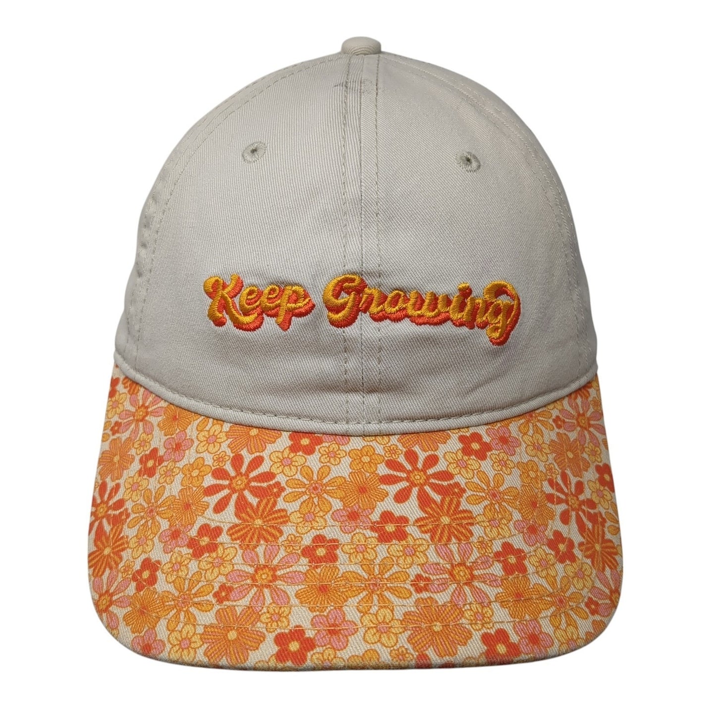 Keep Growing Fitted Baseball Cap Multicolor One Size Adjustable Floral Print