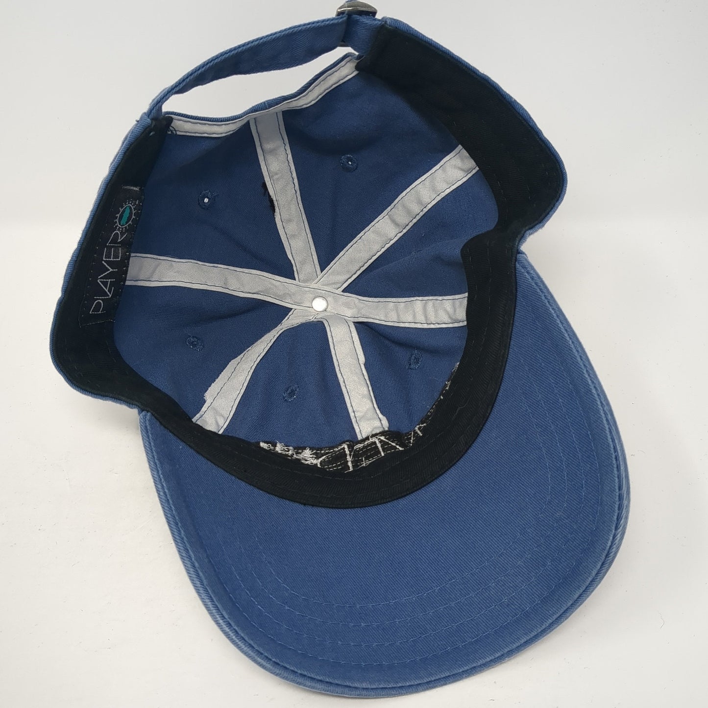 Player Slideback Baseball Cap Blue One Size Adjustable Embroidered Denim