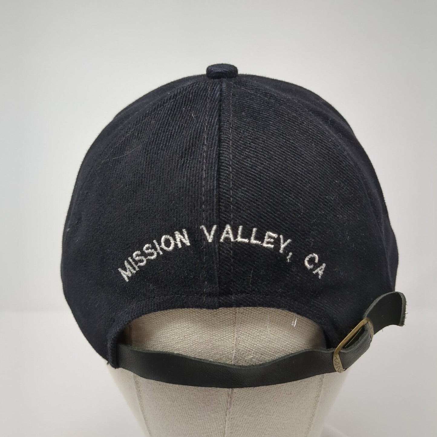 H Mission Valley Slideback Hat Black One Size Adjustable Leather Strap