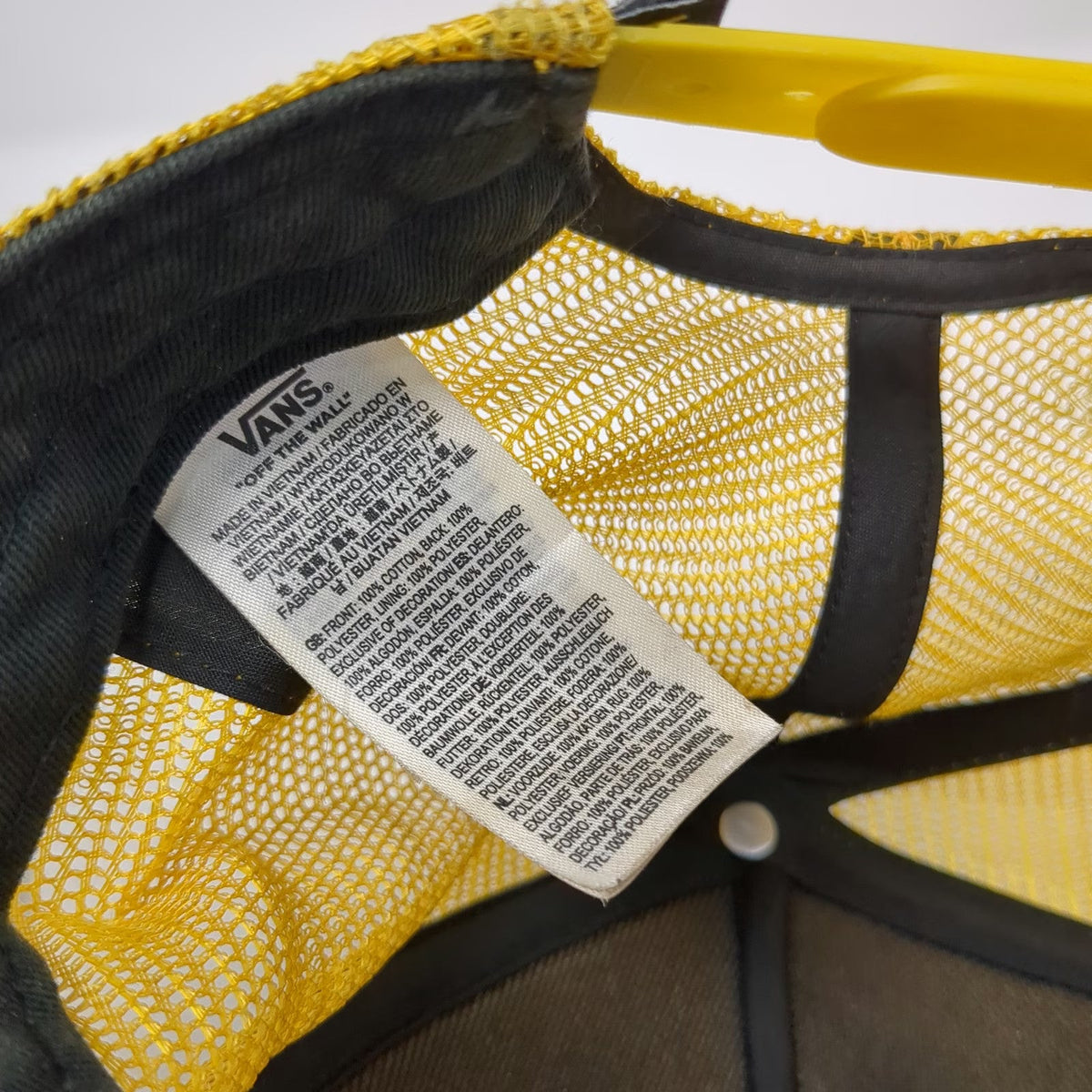 Vans Trucker Hat Yellow One Size Mesh Back Snapback Skateboard Logo Patch Hat